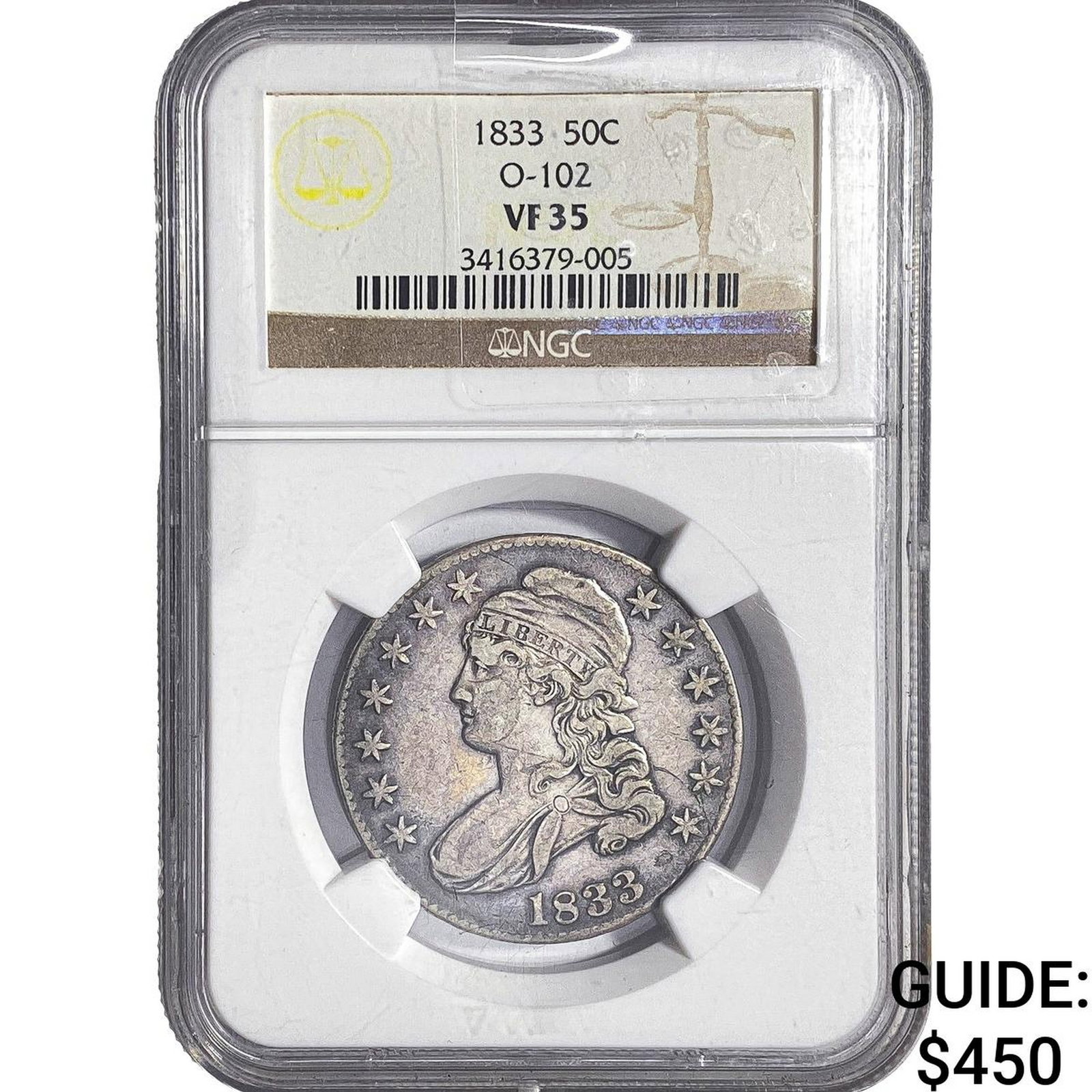 1833 Capped Bust Half Dollar NGC VF35 (1 of 2)