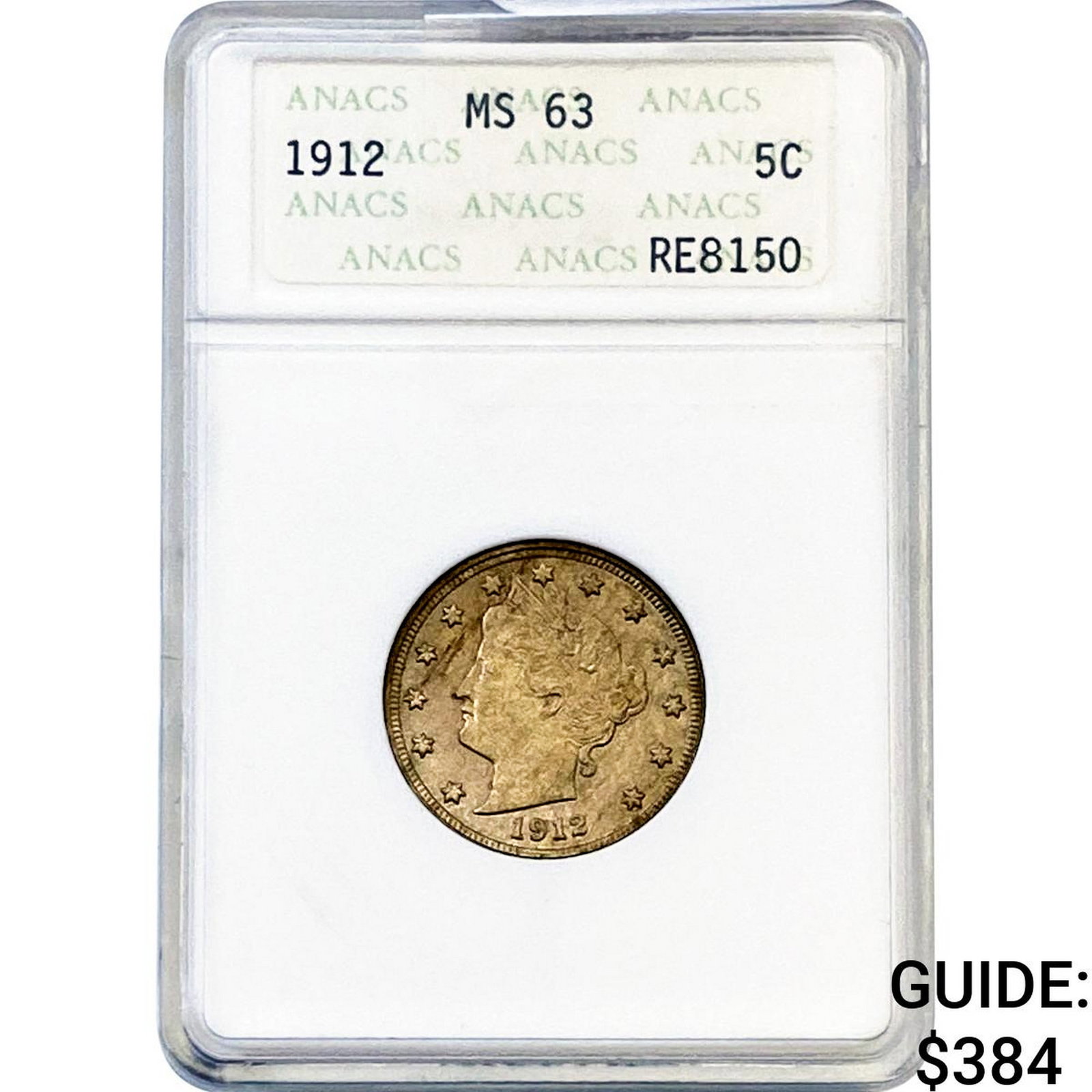 1912 Liberty Victory Nickel ANACS MS63: 1912 Liberty Victory Nickel ANACS MS63