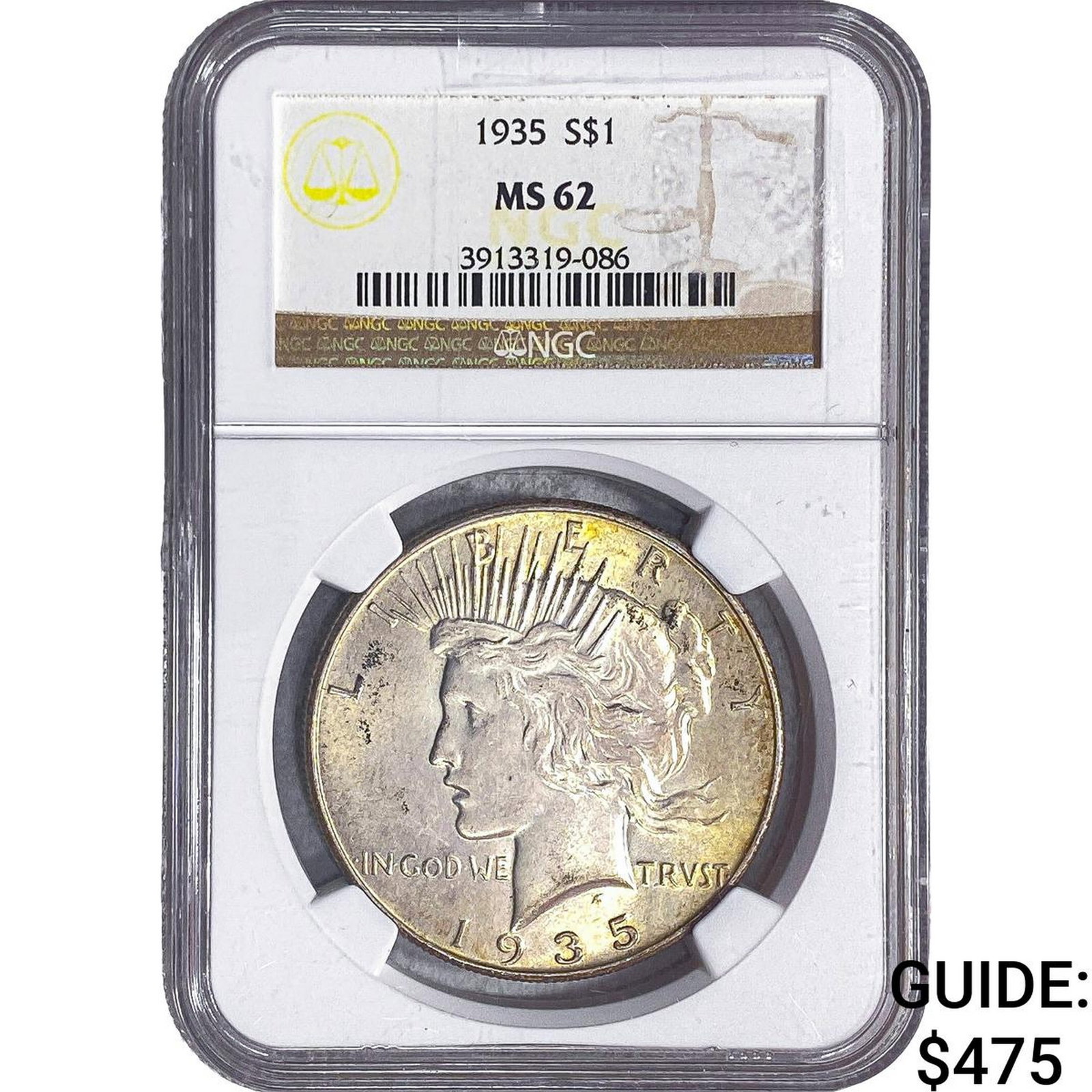 1935 Silver Peace Dollar NGC MS62: 1935 Silver Peace Dollar NGC MS62