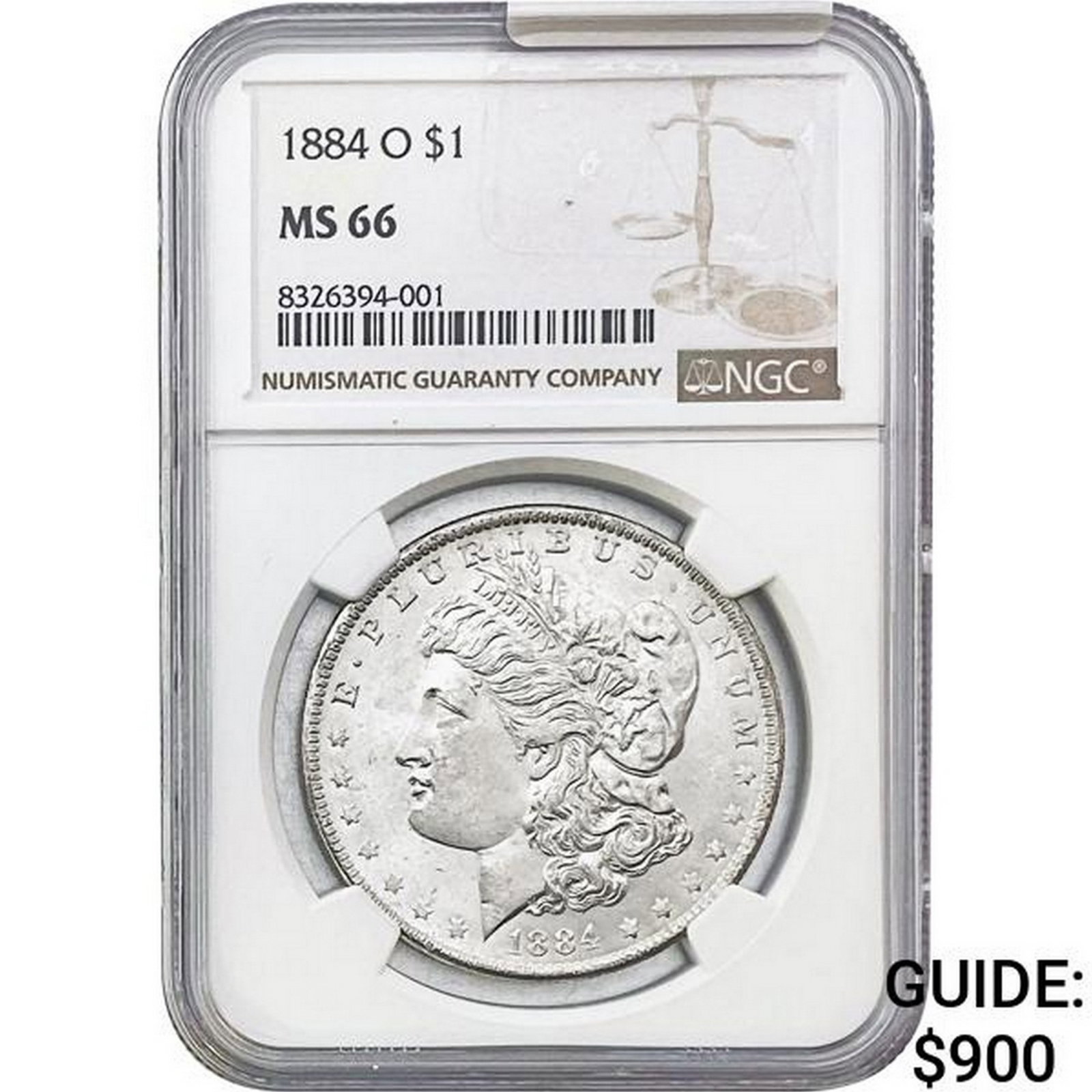 1884-O Morgan Silver Dollar NGC MS66: 1884-O Morgan Silver Dollar NGC MS66
