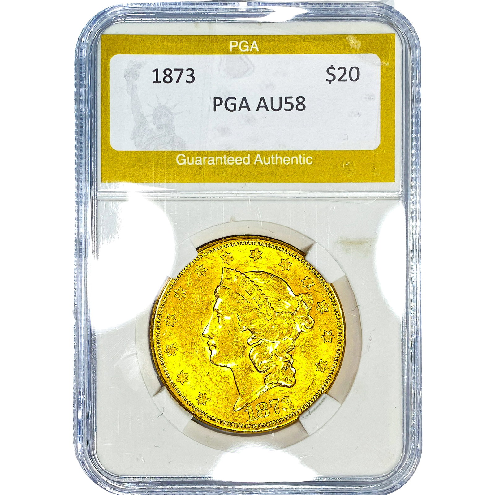 1873 $20 Gold Double Eagle PGA AU58 (1 of 2)