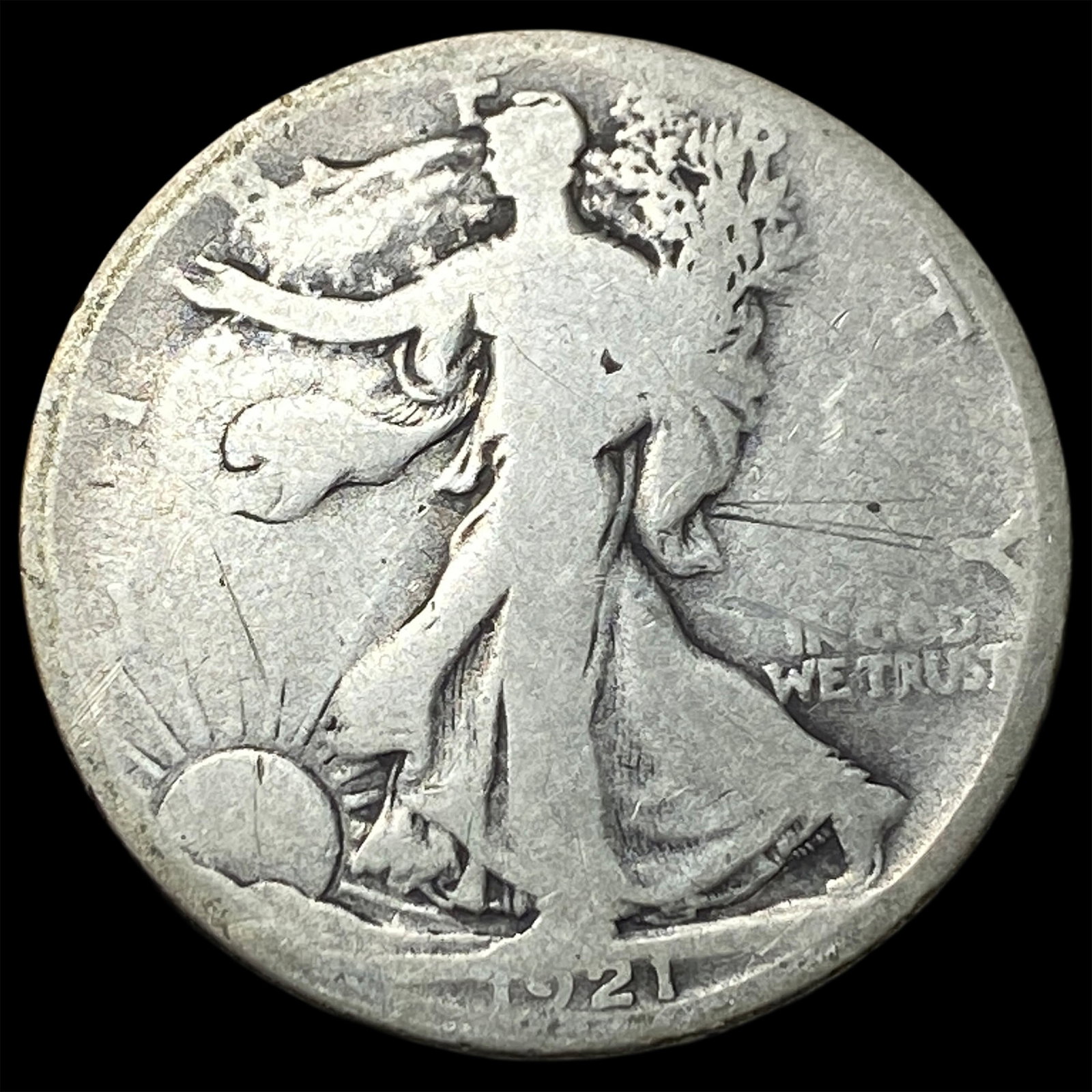 1921-D Silver Walking Liberty Half Dollar NICELY CIRCULATED: 1921-D Silver Walking Liberty Half Dollar NICELY CIRCULATED