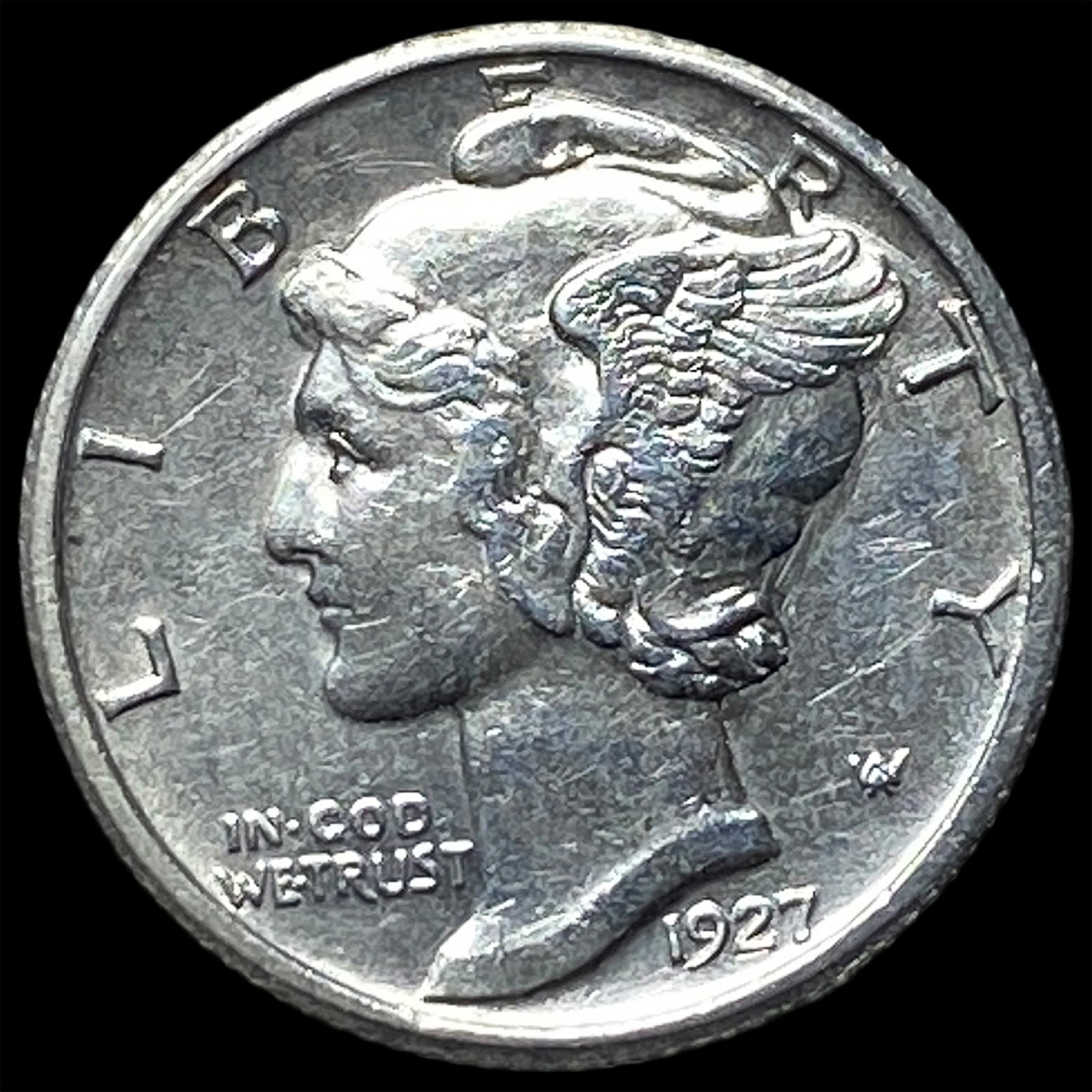 1927-S Silver Mercury Dime CLOSELY UNCIRCULATED (1 of 2)