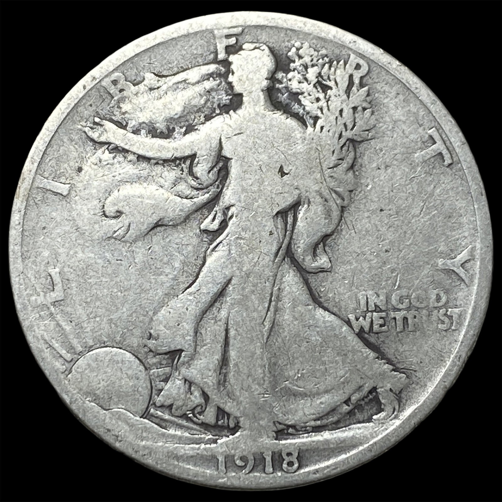 1918 Silver Walking Liberty Half Dollar NICELY CIRCULATED: 1918 Silver Walking Liberty Half Dollar NICELY CIRCULATED