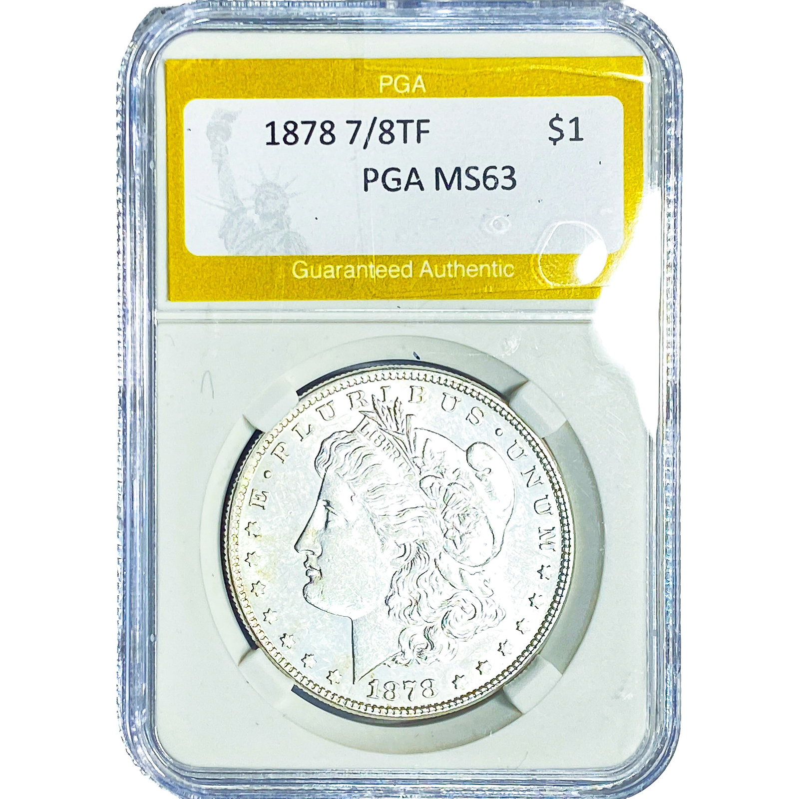 1878 7/8TF Morgan Silver Dollar PGA MS63: 1878 7/8TF Morgan Silver Dollar PGA MS63