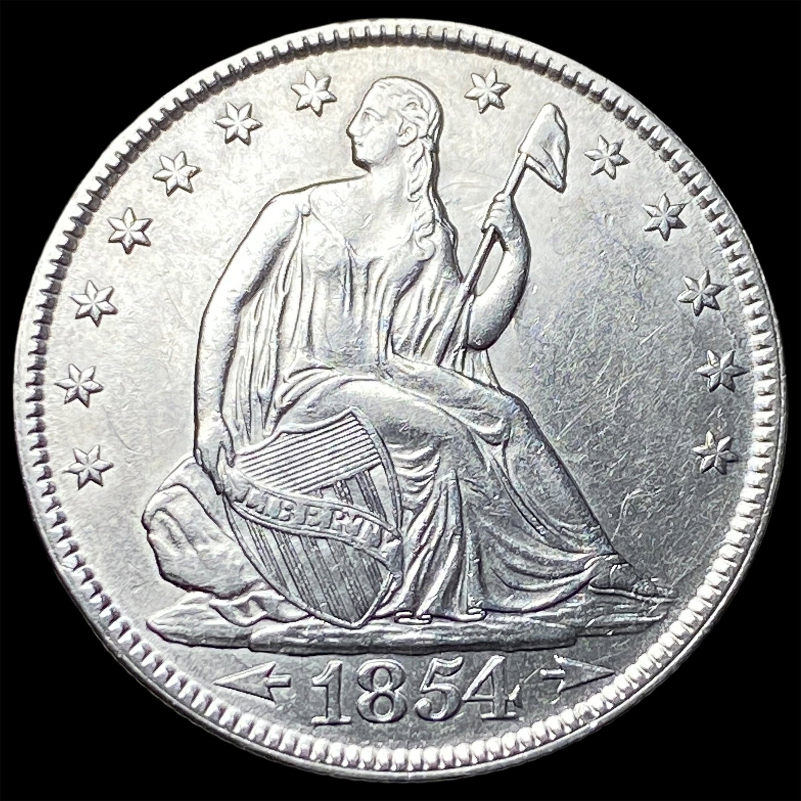 1854 Arrows Silver Seated Liberty Half Dollar UNCIRCULATED (1 of 2)