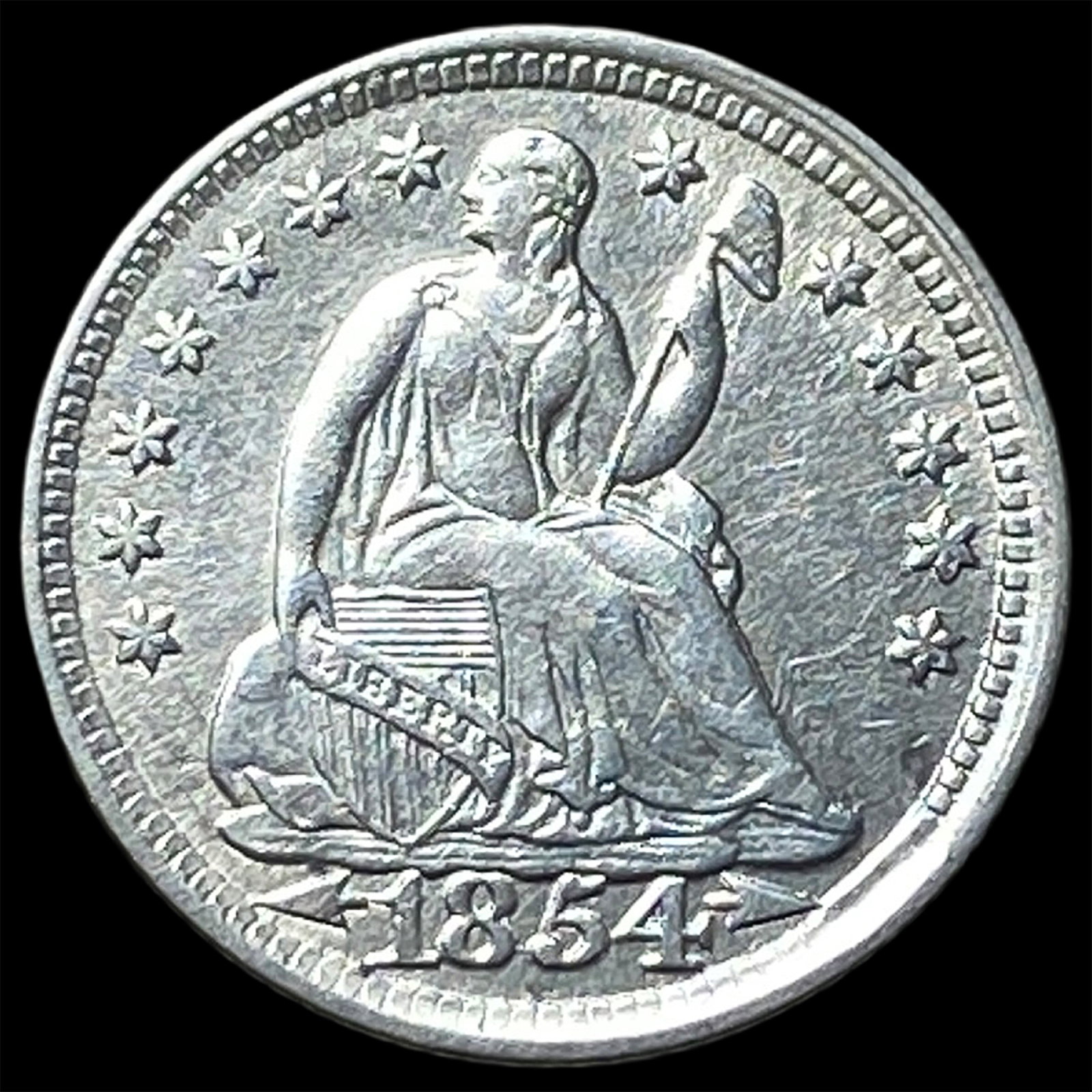 1854 Arrows Seated Liberty Half Dime CLOSELY UNCIRCULATED (1 of 2)