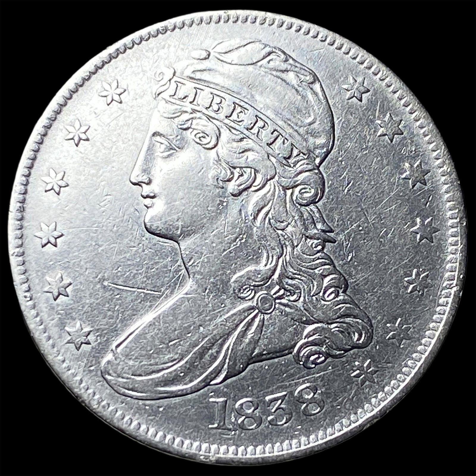 1838 Silver Capped Bust Half Dollar NEARLY UNCIRCULATED (1 of 2)