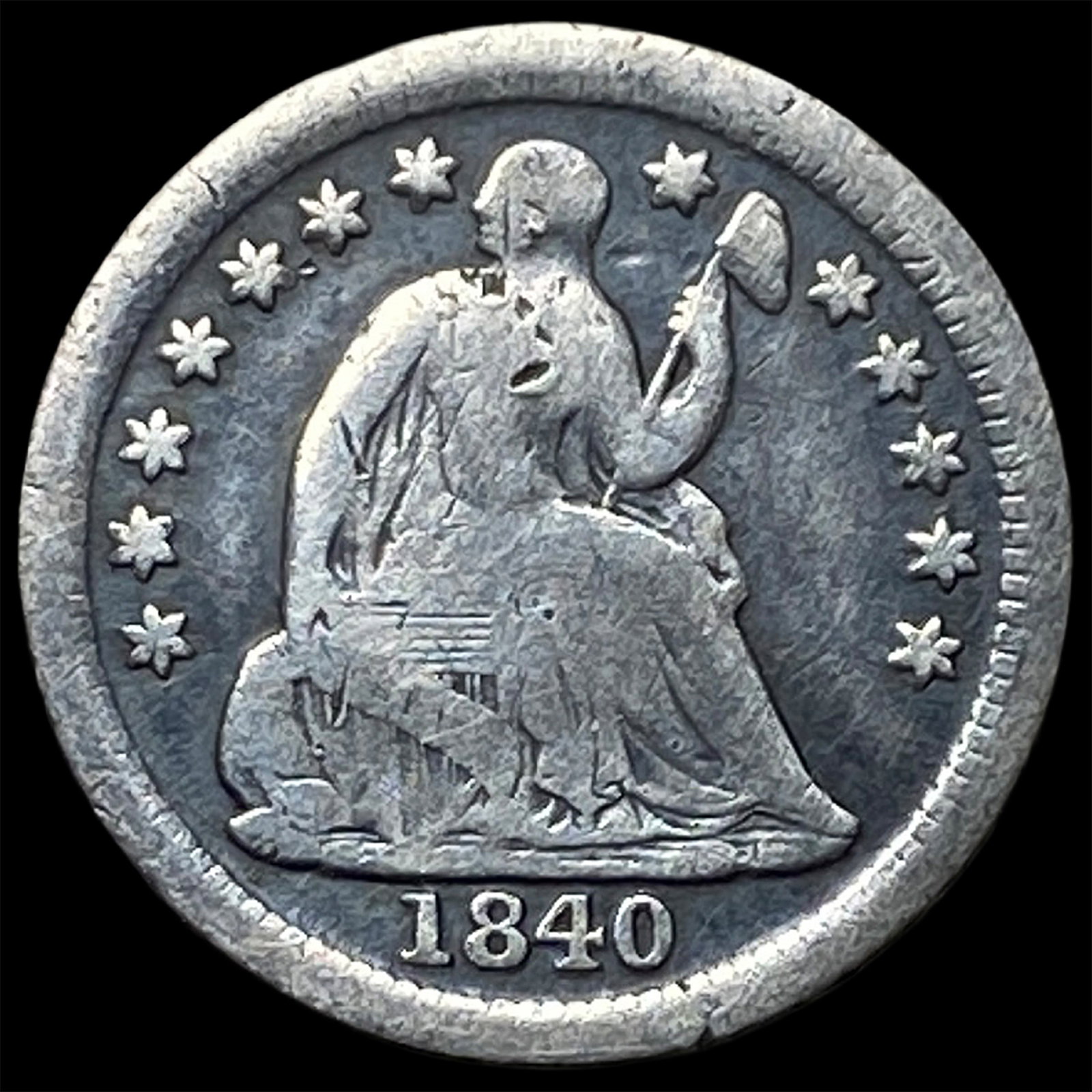 1840-O Silver Seated Liberty Half Dime NICELY CIRCULATED (1 of 2)