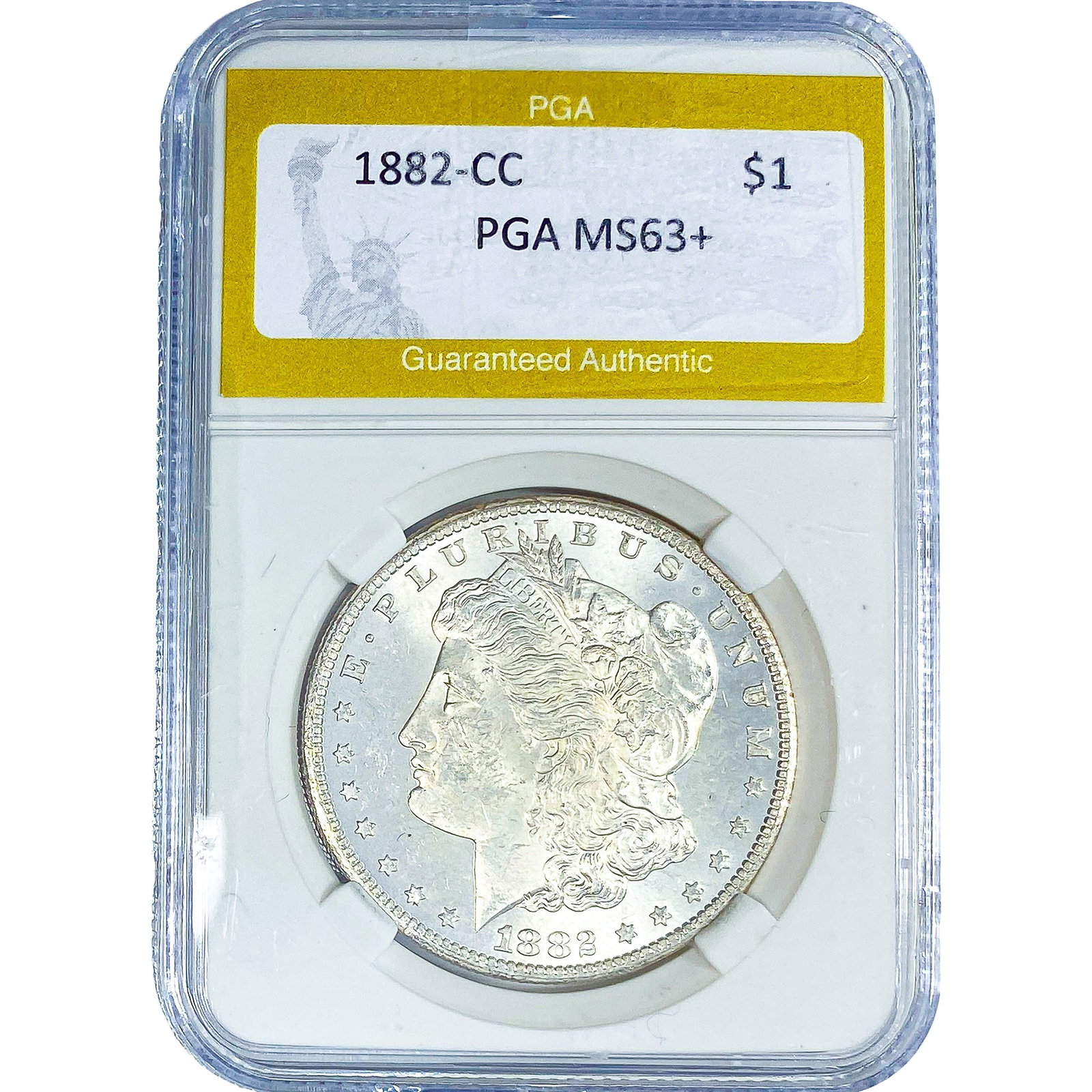 1882-CC Morgan Silver Dollar PGA MS63+: 1882-CC Morgan Silver Dollar PGA MS63+