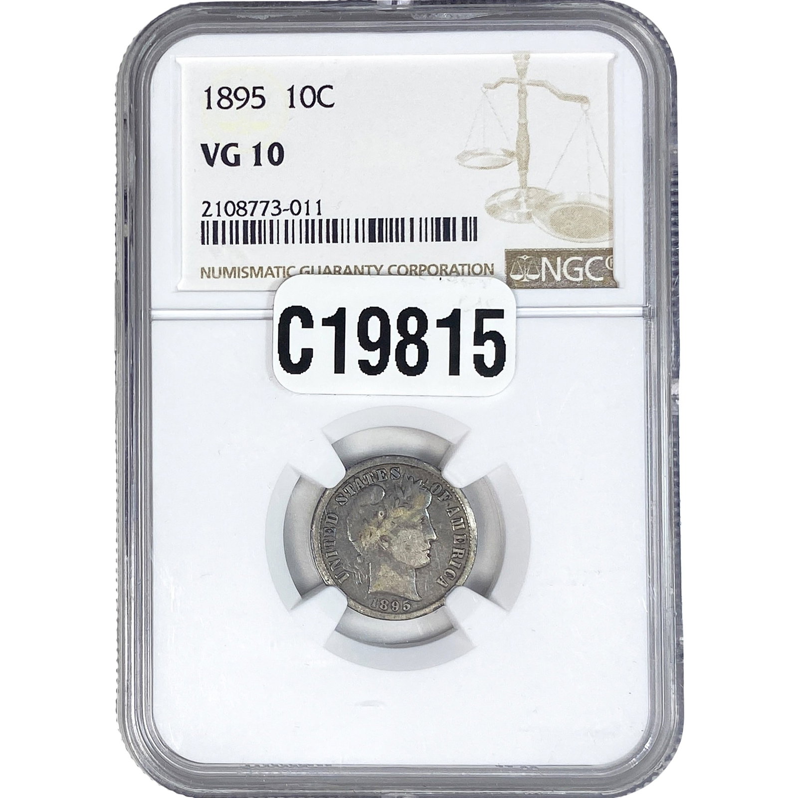 1895 Barber Dime NGC VG10 (1 of 2)