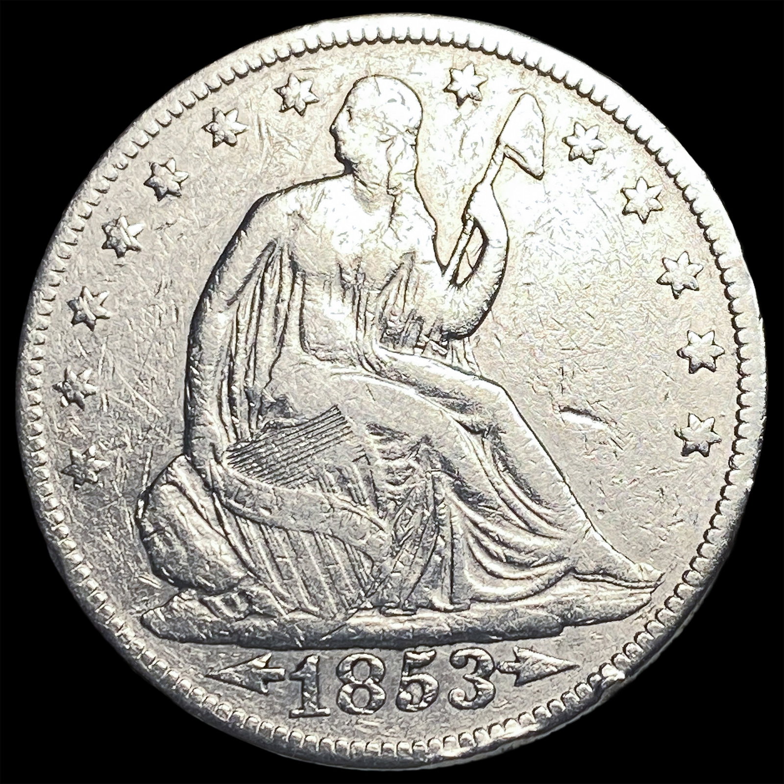 1853 Arrows/Rays Seated Liberty Half Dollar HIGH GRADE (1 of 2)