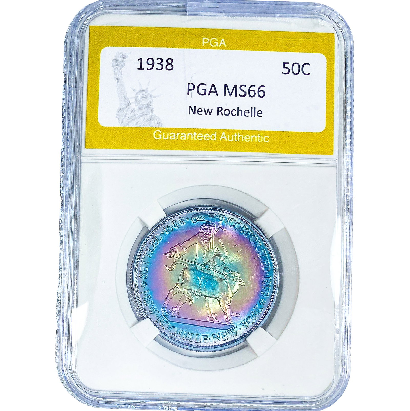 1938 New Rochelle Half Dollar PGA MS66: 1938 New Rochelle Half Dollar PGA MS66