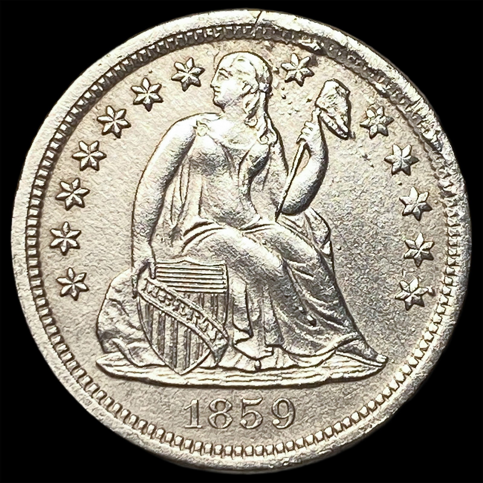 1859-O Silver Seated Liberty Dime UNCIRCULATED (1 of 2)