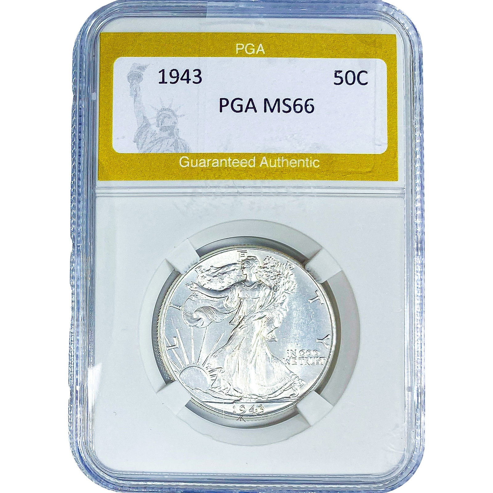 1943 Walking Liberty Half Dollar PGA MS66: 1943 Walking Liberty Half Dollar PGA MS66