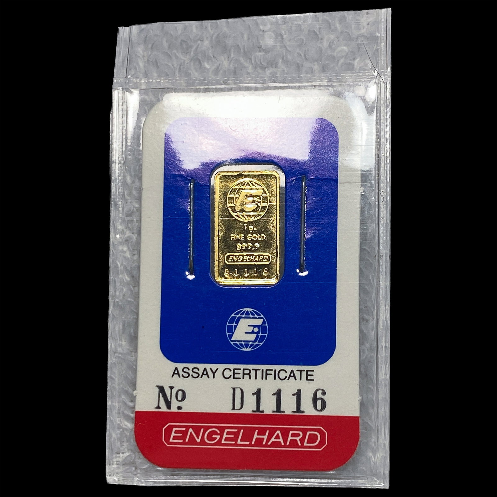 Engelhard 1g Gold Bar 999.9 Fine Assay SUPERB GEM BU (1 of 2)