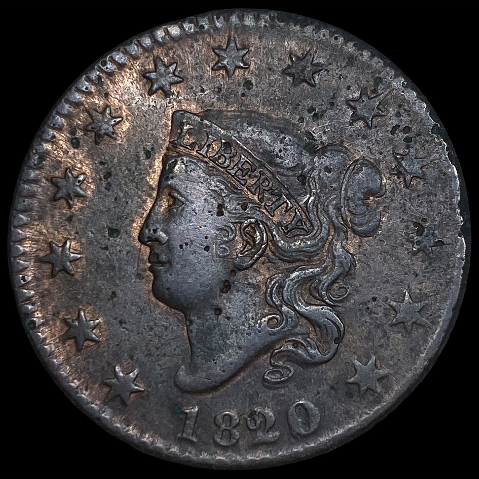 1820 Coronet Head Large Cent LIGHTLY CIRCULATED: 1820 Coronet Head Large Cent LIGHTLY CIRCULATED
