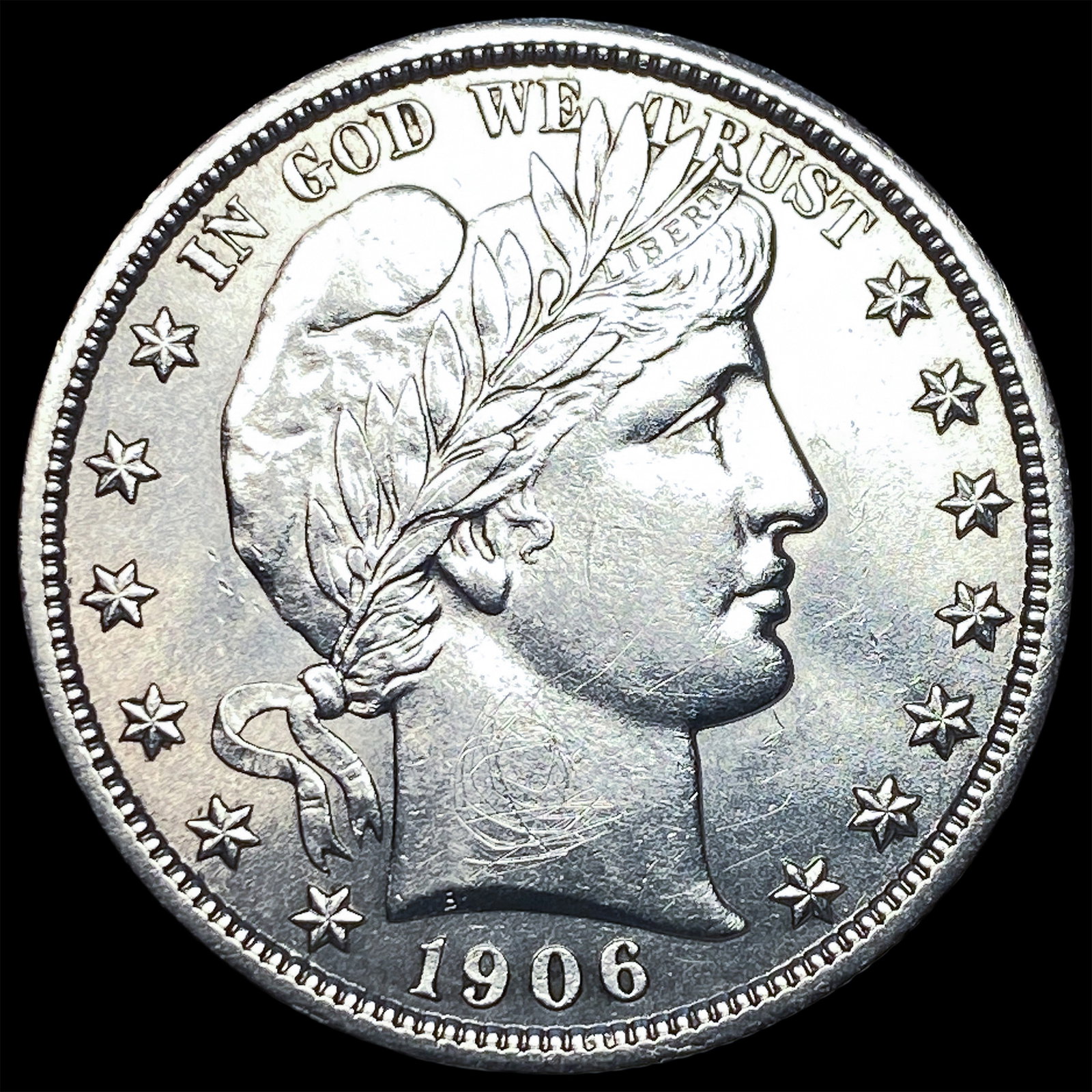 1906 Silver Barber Half Dollar CLOSELY UNCIRCULATED: 1906 Silver Barber Half Dollar CLOSELY UNCIRCULATED