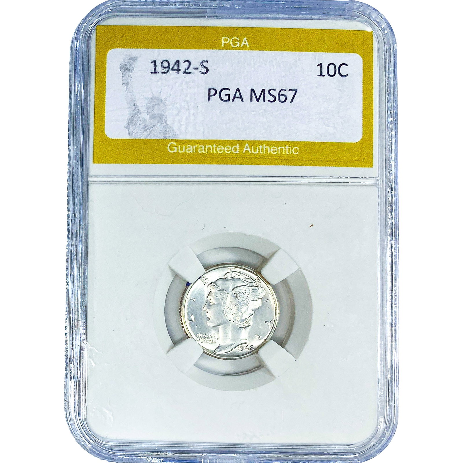 1942-S Mercury Silver Dime PGA MS67: 1942-S Mercury Silver Dime PGA MS67