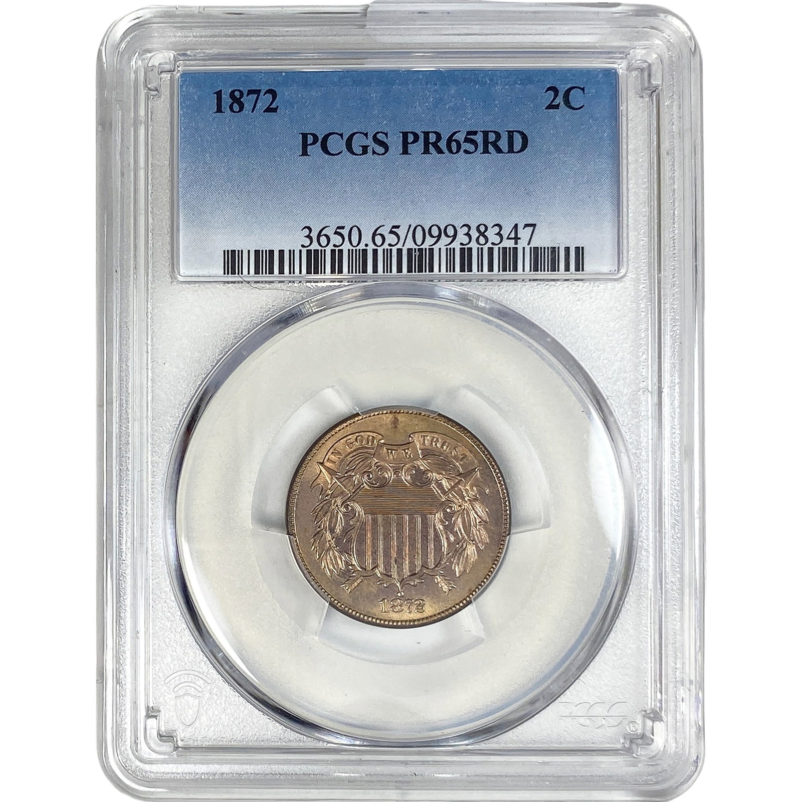 1872 Two Cent Piece PCGS PR65 RD: 1872 Two Cent Piece PCGS PR65 RD