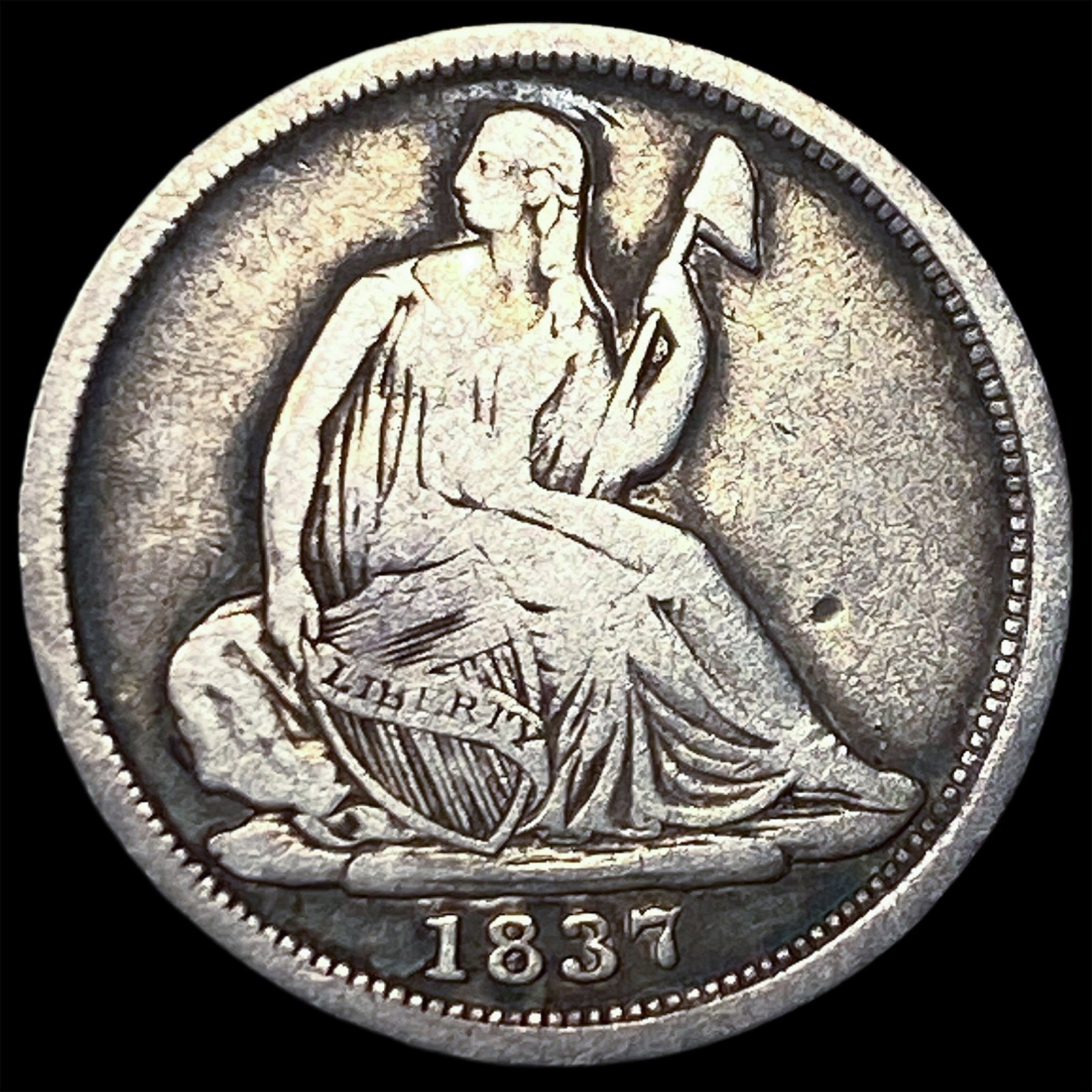 1837 Seated Liberty Half Dime (No Stars) LIGHTLY CIRCULATED (1 of 2)