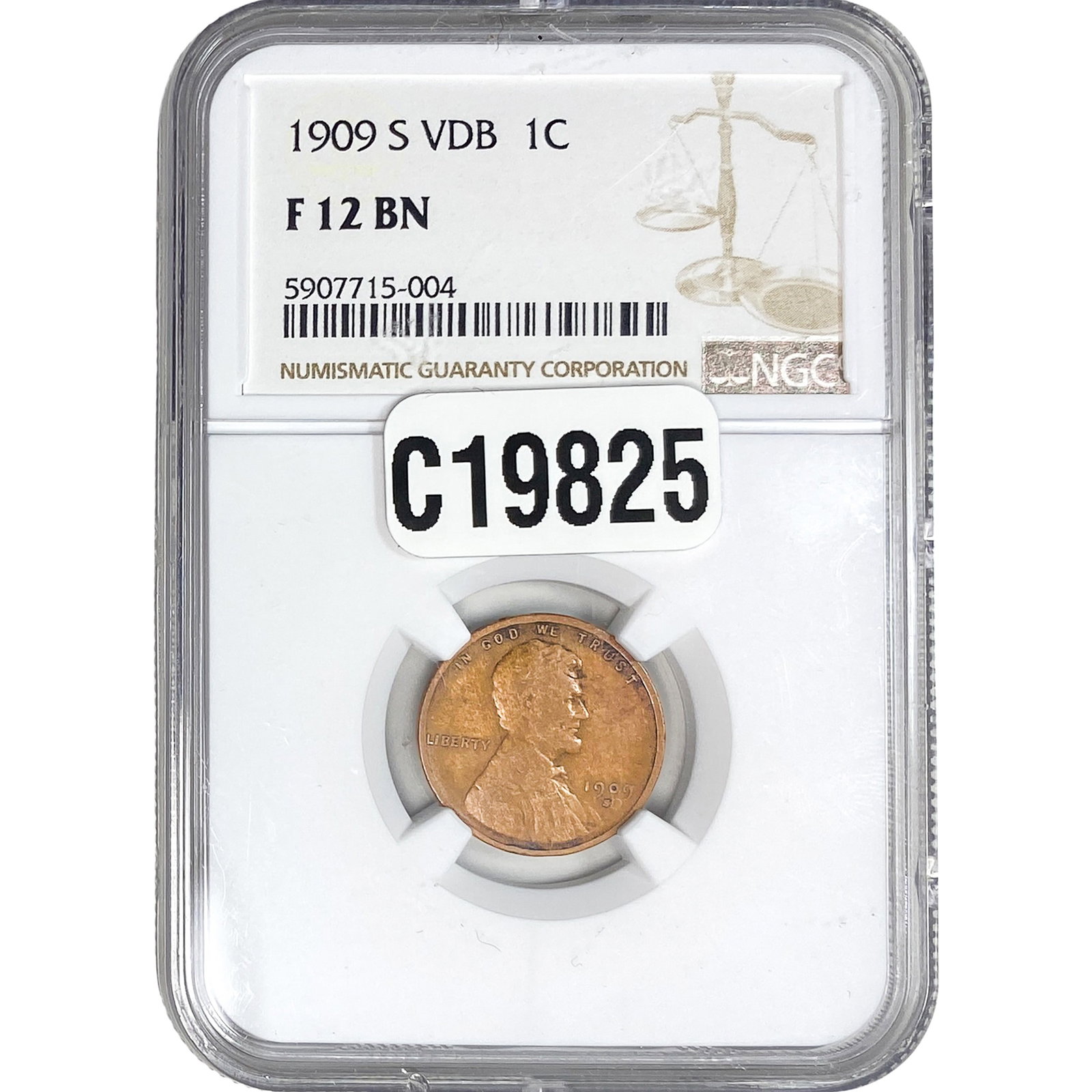 1909-S VDB Wheat Cent NGC F12 BN (1 of 2)