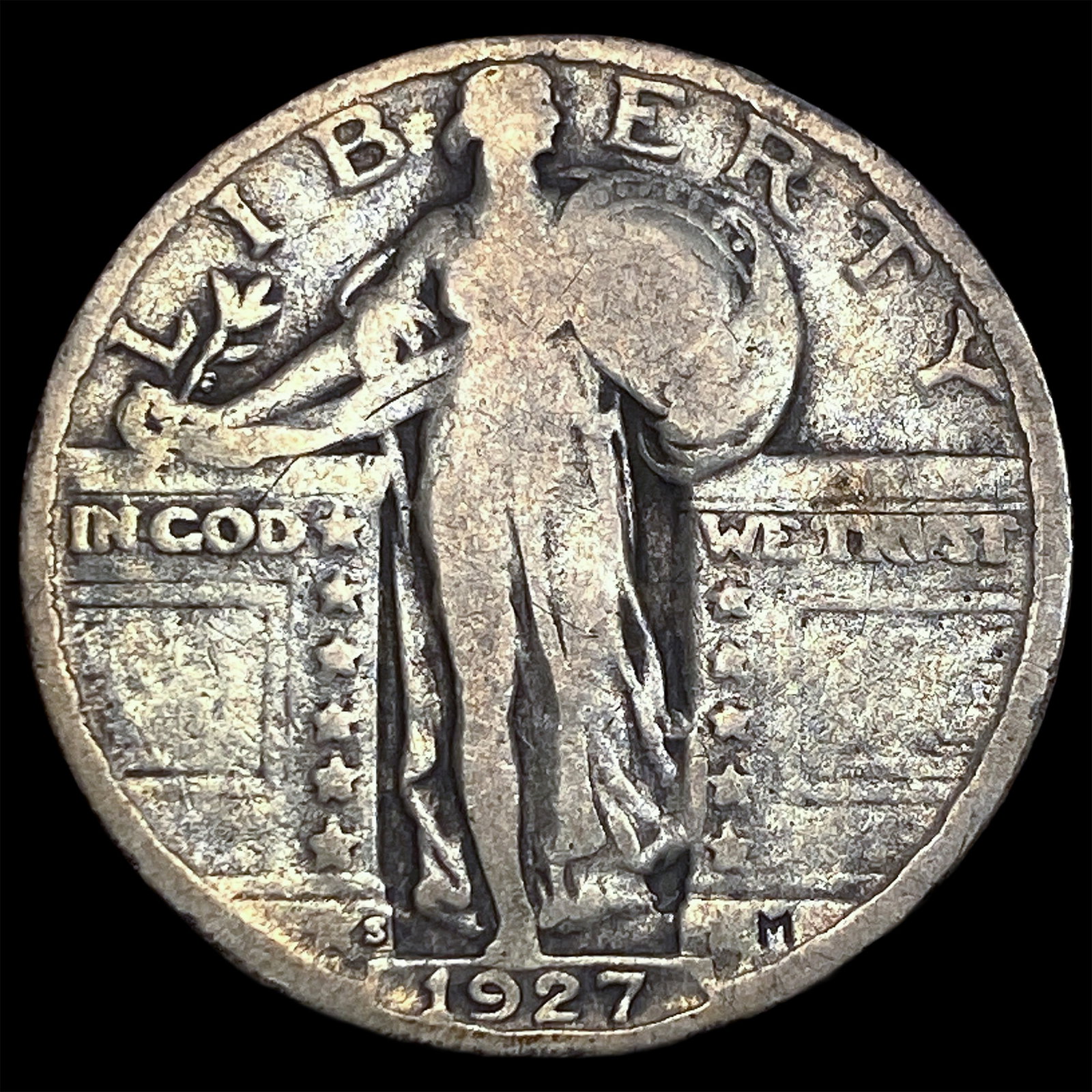 1927-S Silver Standing Liberty Quarter NICELY CIRCULATED: 1927-S Silver Standing Liberty Quarter NICELY CIRCULATED