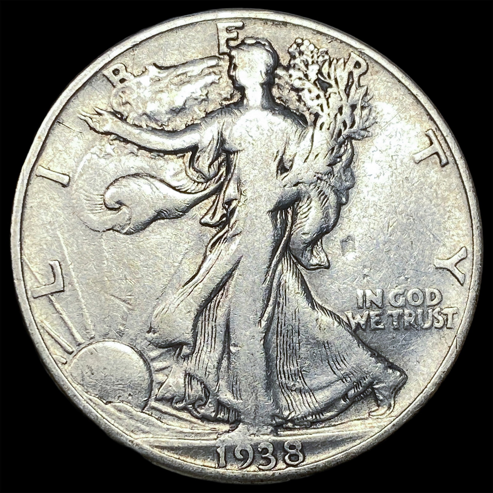 1938-D Silver Walking Liberty Half Dollar LIGHTLY CIRCULATED: 1938-D Silver Walking Liberty Half Dollar LIGHTLY CIRCULATED