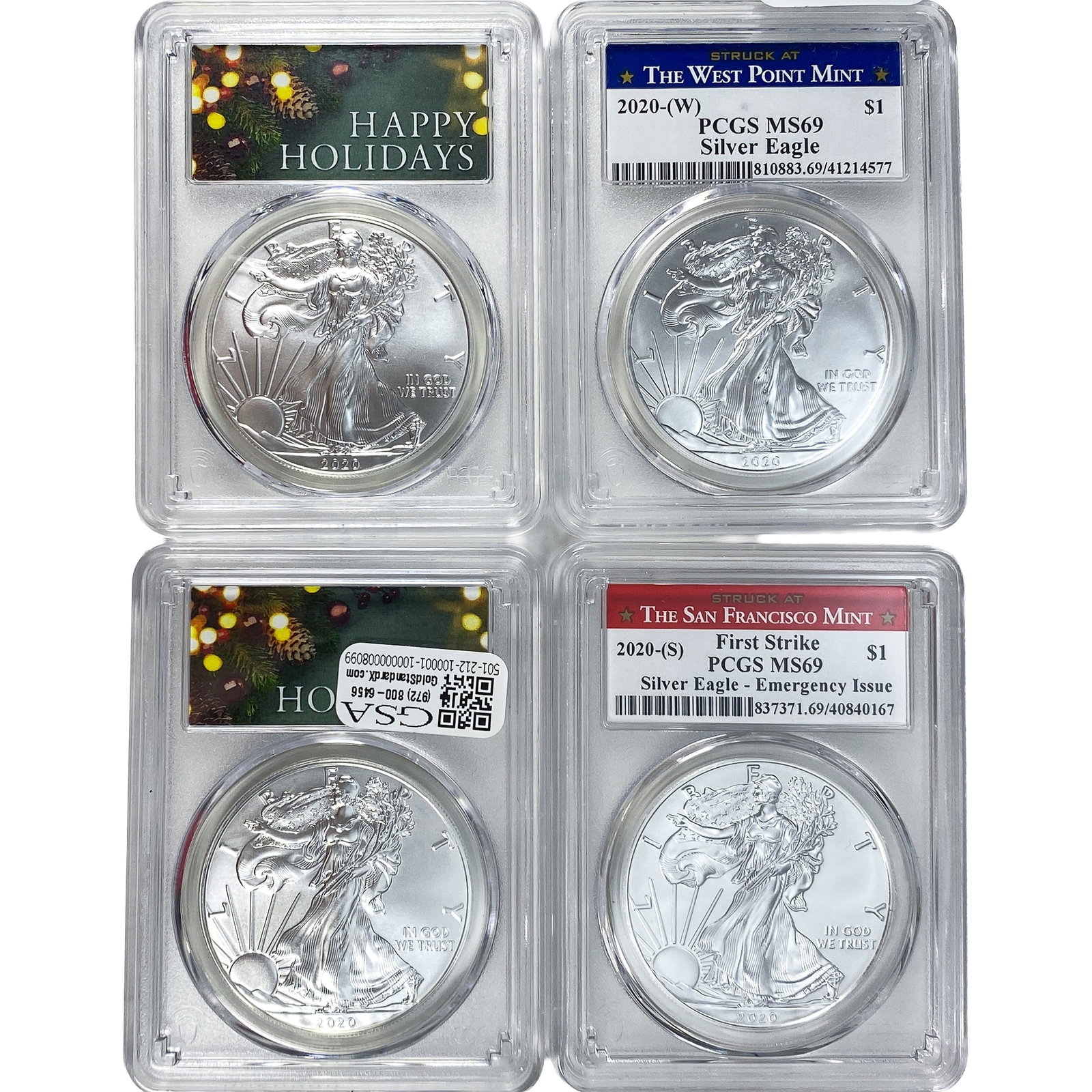 [4 Coins] 2020 Silver Eagle PCGS MS69 (1 of 2)