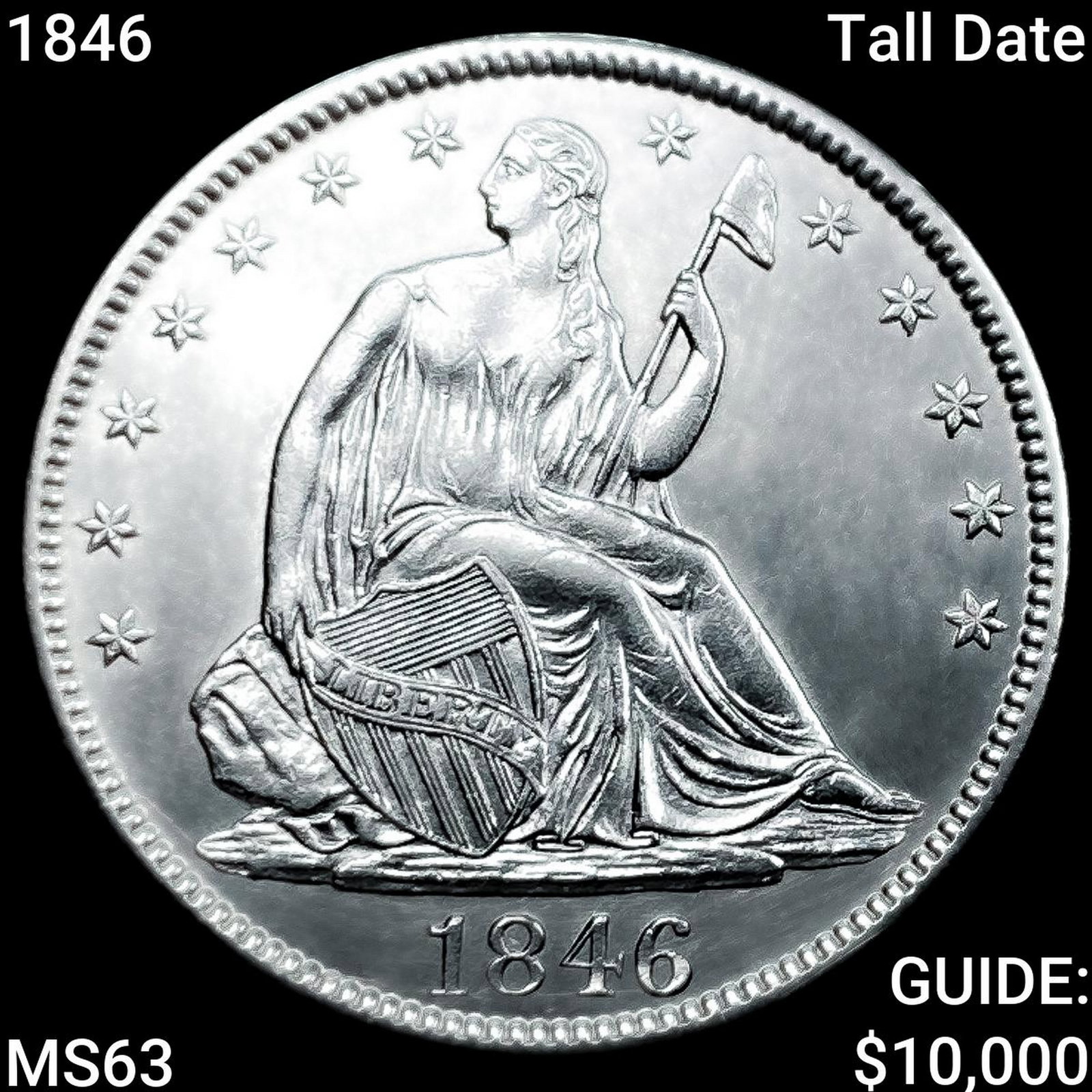 1846 Tall Date Seated Liberty Half Dollar CHOICE BU: 1846 Tall Date Seated Liberty Half Dollar CHOICE BU