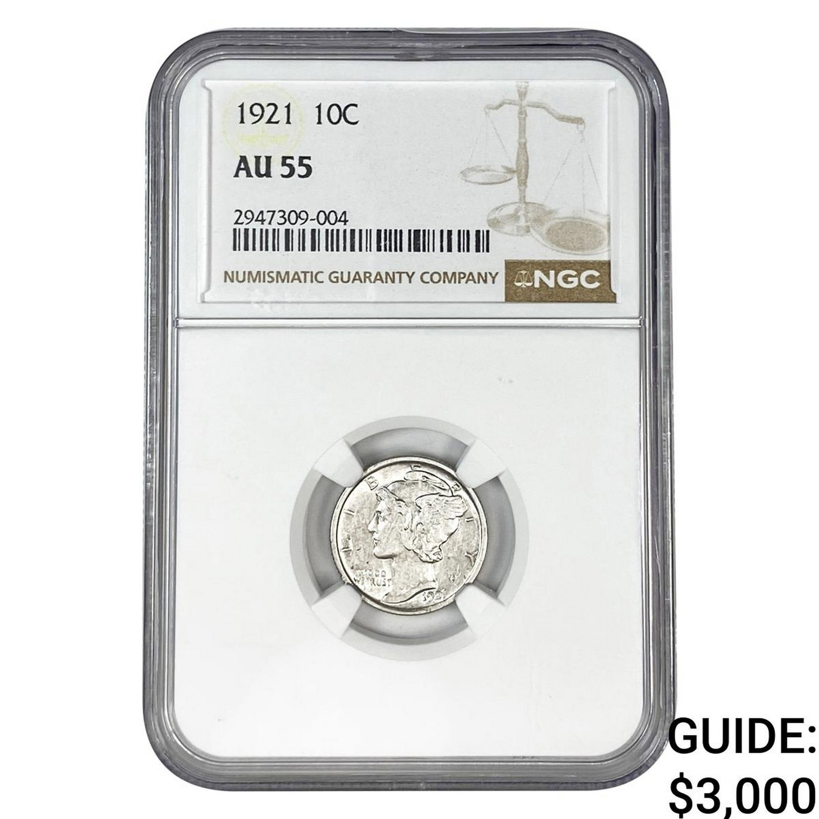 1921 Mercury Silver Dime NGC AU55 (1 of 2)
