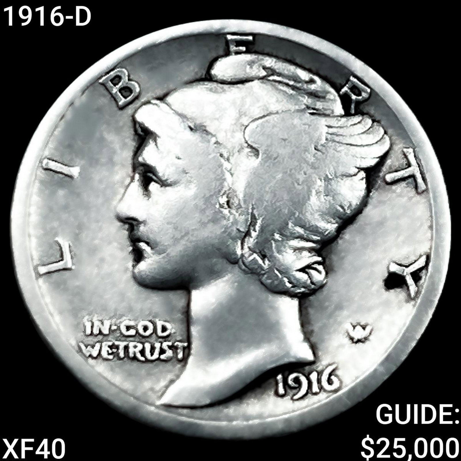 1916-D Mercury Dime NEARLY UNCIRCULATED (1 of 2)