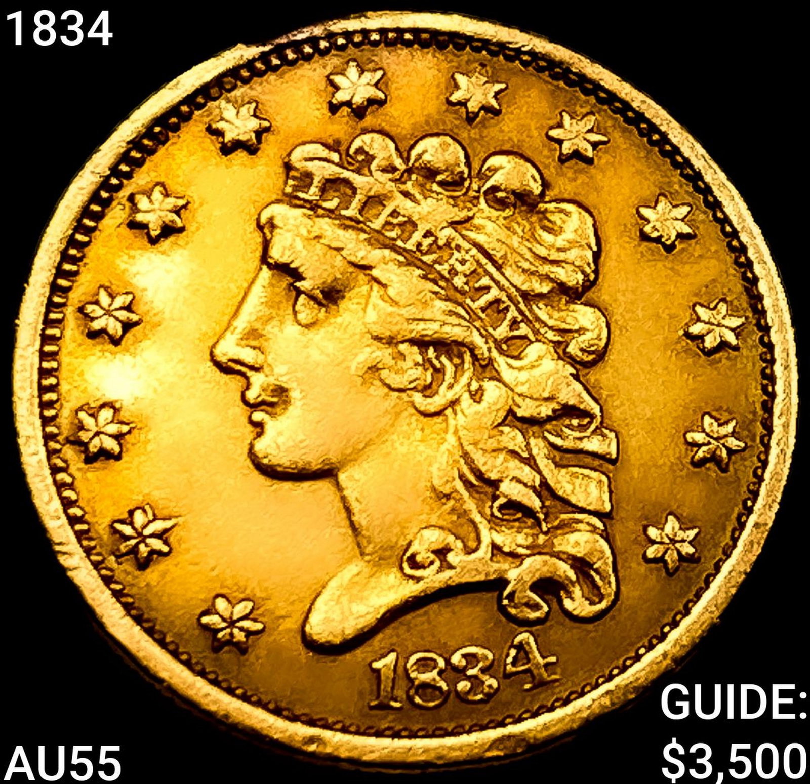 1834 $2.50 Gold Quarter Eagle HIGH GRADE (1 of 2)