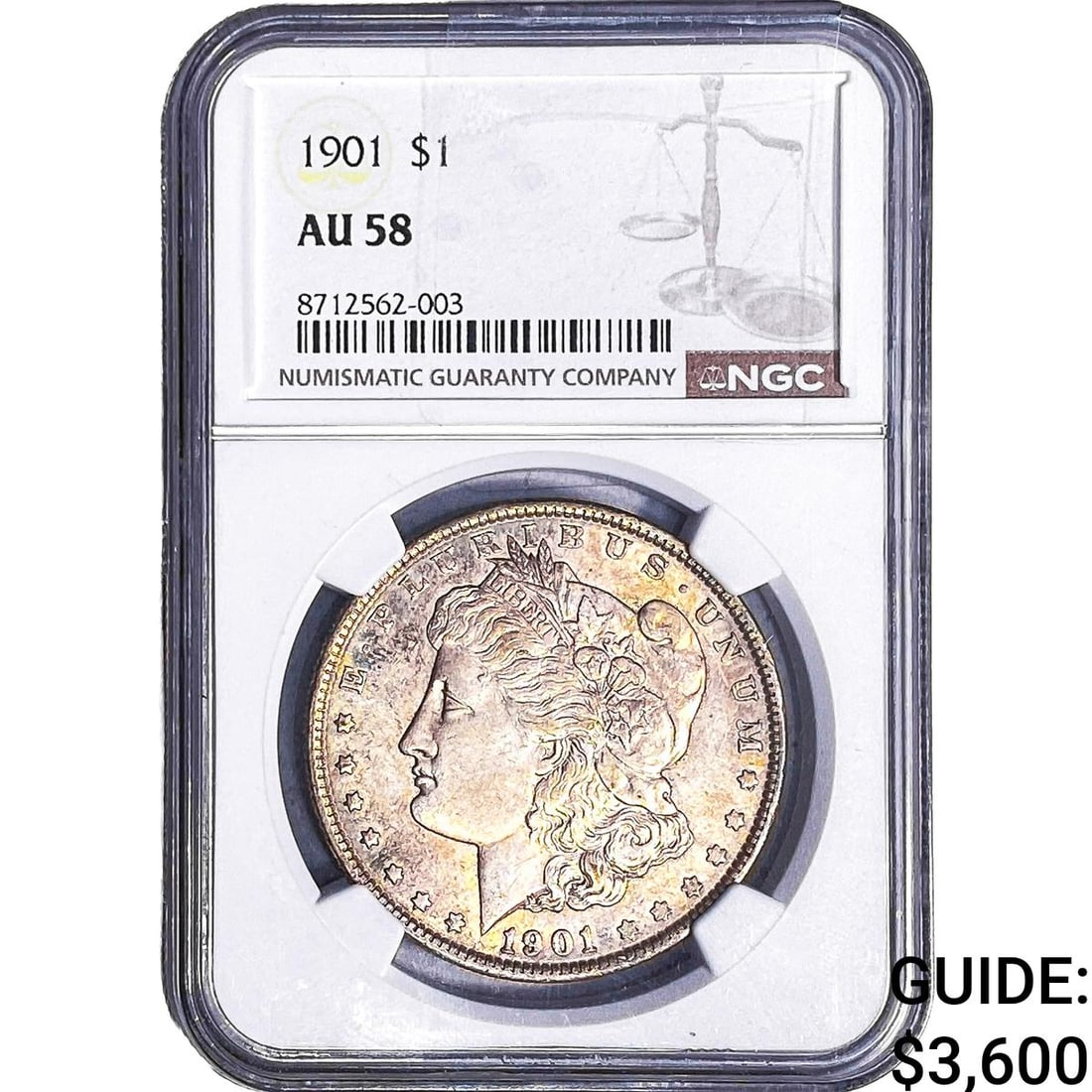 1901 Morgan Silver Dollar NGC AU58: 1901 Morgan Silver Dollar NGC AU58