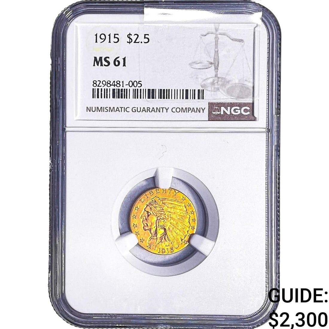 1915 $2.50 Gold Quarter Eagle NGC MS61 (1 of 2)