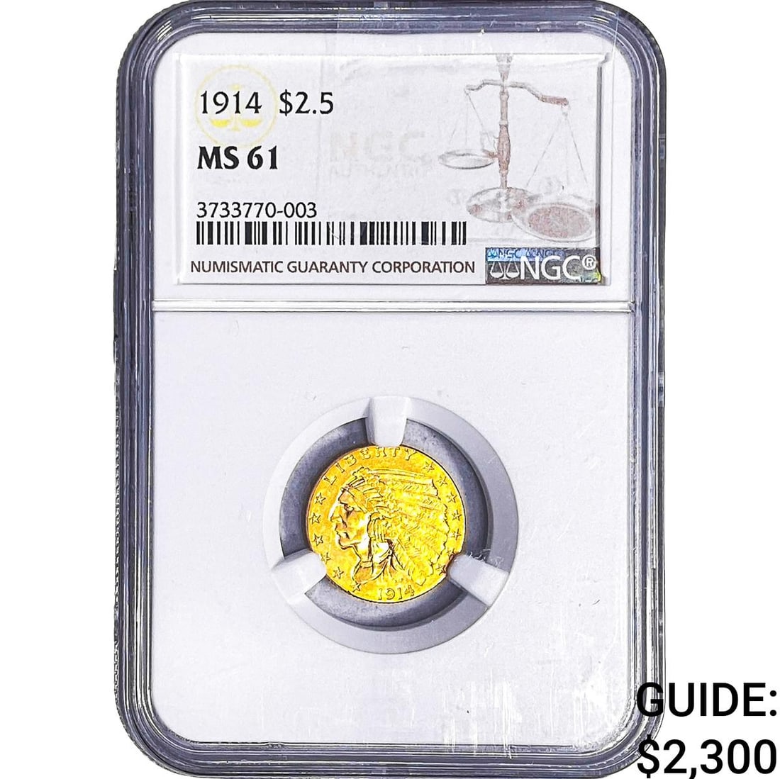 1914 $2.50 Gold Quarter Eagle NGC MS61 (1 of 2)