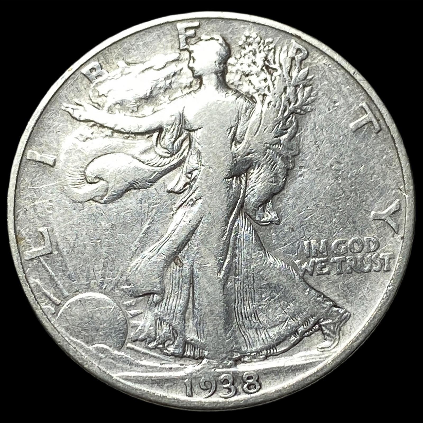 1938-D Silver Walking Liberty Half Dollar LIGHTLY CIRCULATED: 1938-D Silver Walking Liberty Half Dollar LIGHTLY CIRCULATED
