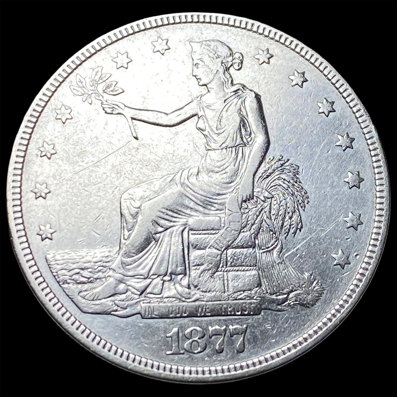 1877 Silver Trade Dollar NEARLY UNCIRCULATED (1 of 2)