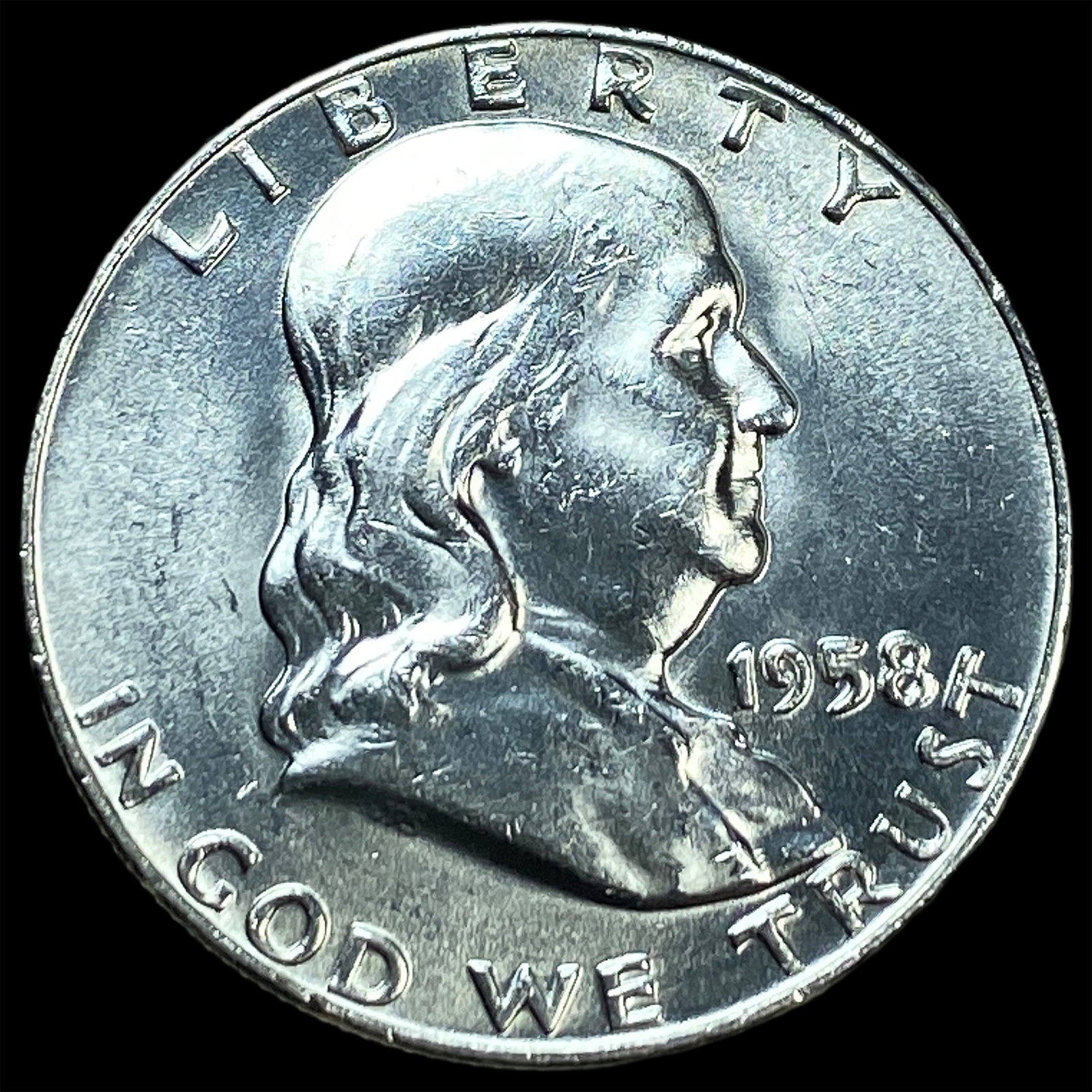 1958-D Silver Franklin Half Dollar CHOICE BU (1 of 2)