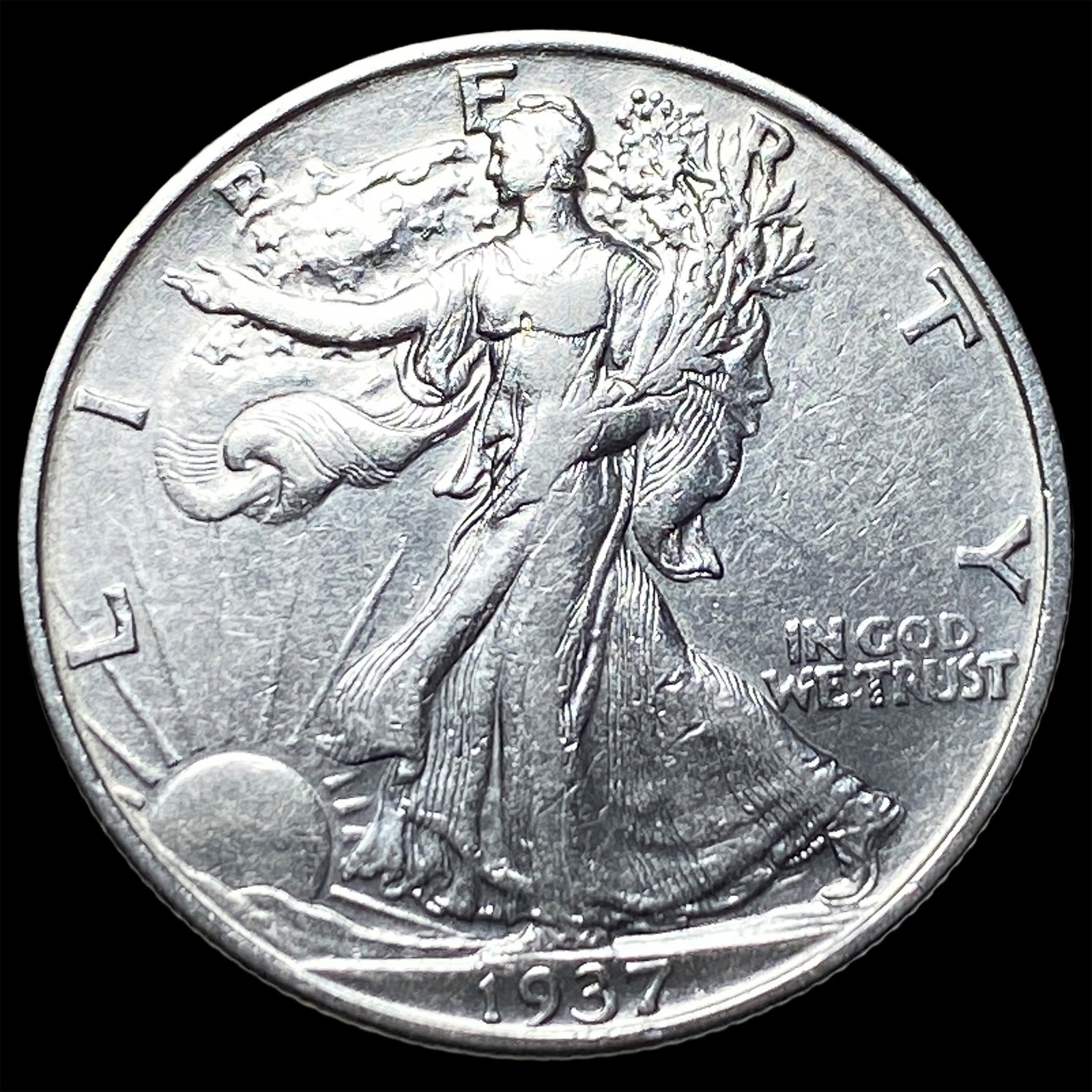 1937 Silver Walking Liberty Half Dollar CLOSELY UNCIRCULATED: 1937 Silver Walking Liberty Half Dollar CLOSELY UNCIRCULATED