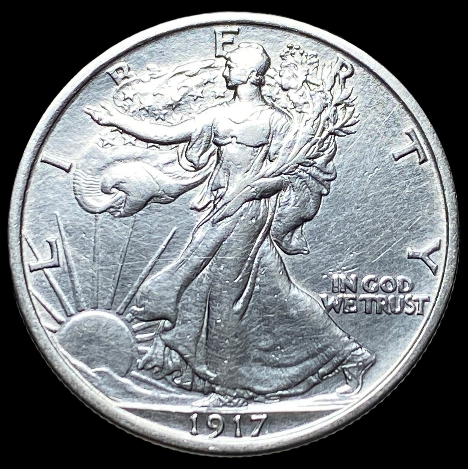 1917 Silver Walking Liberty Half Dollar CLOSELY UNCIRCULATED: 1917 Silver Walking Liberty Half Dollar CLOSELY UNCIRCULATED