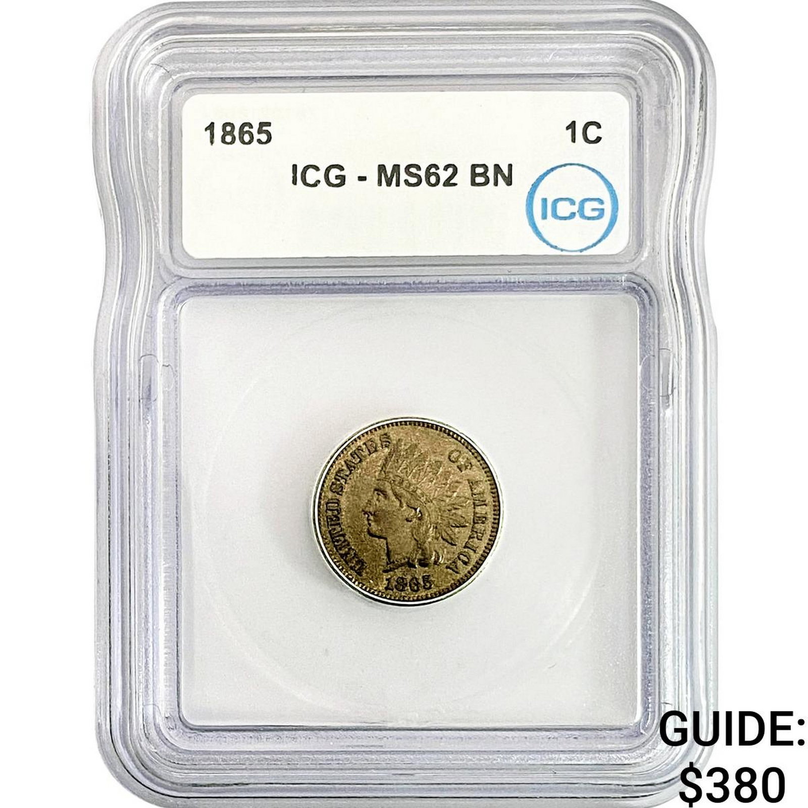 1865 Indian Head Cent ICG MS62 BN (1 of 2)