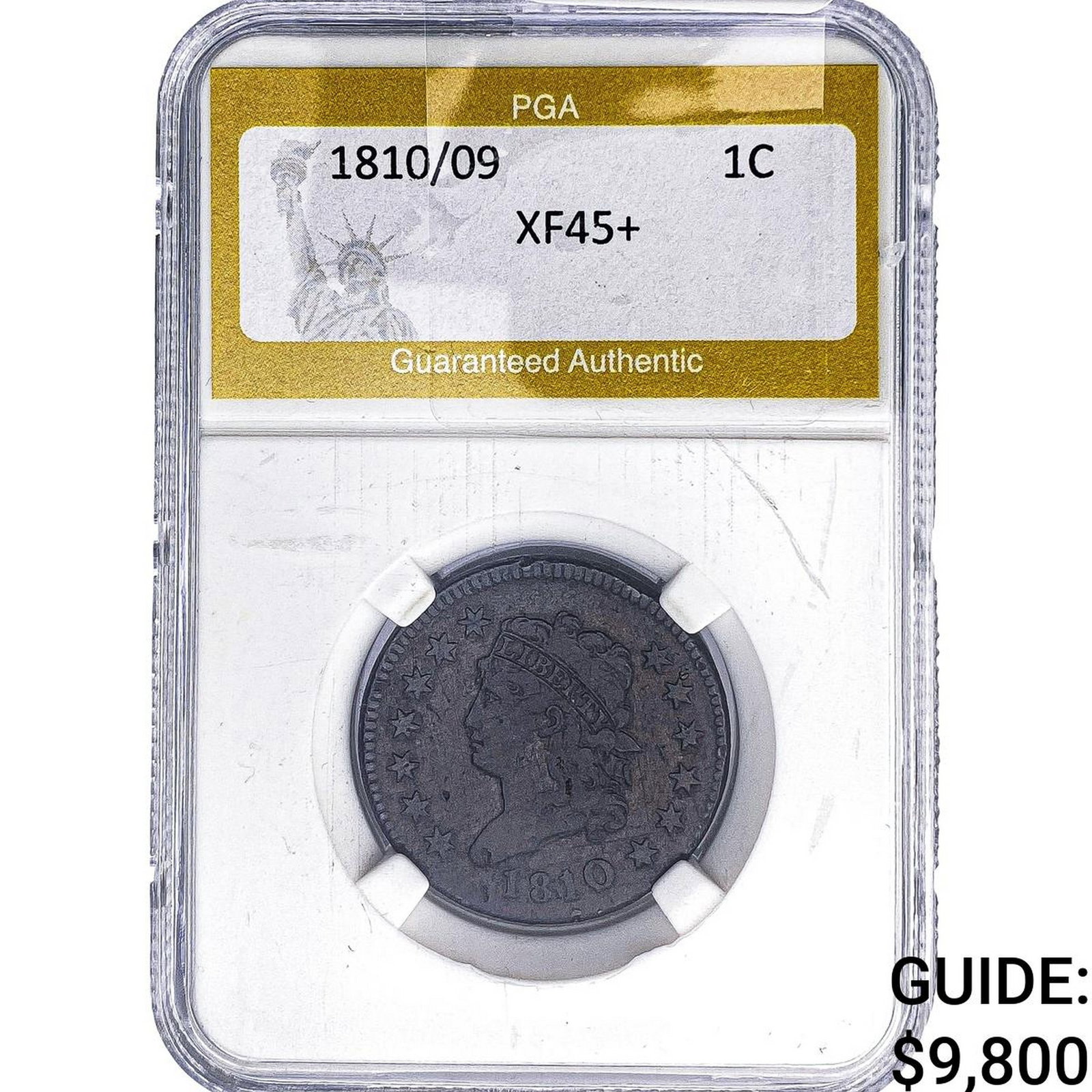 1810/09 Classic Head Large Cent PGA XF45+: 1810/09 Classic Head Large Cent PGA XF45+