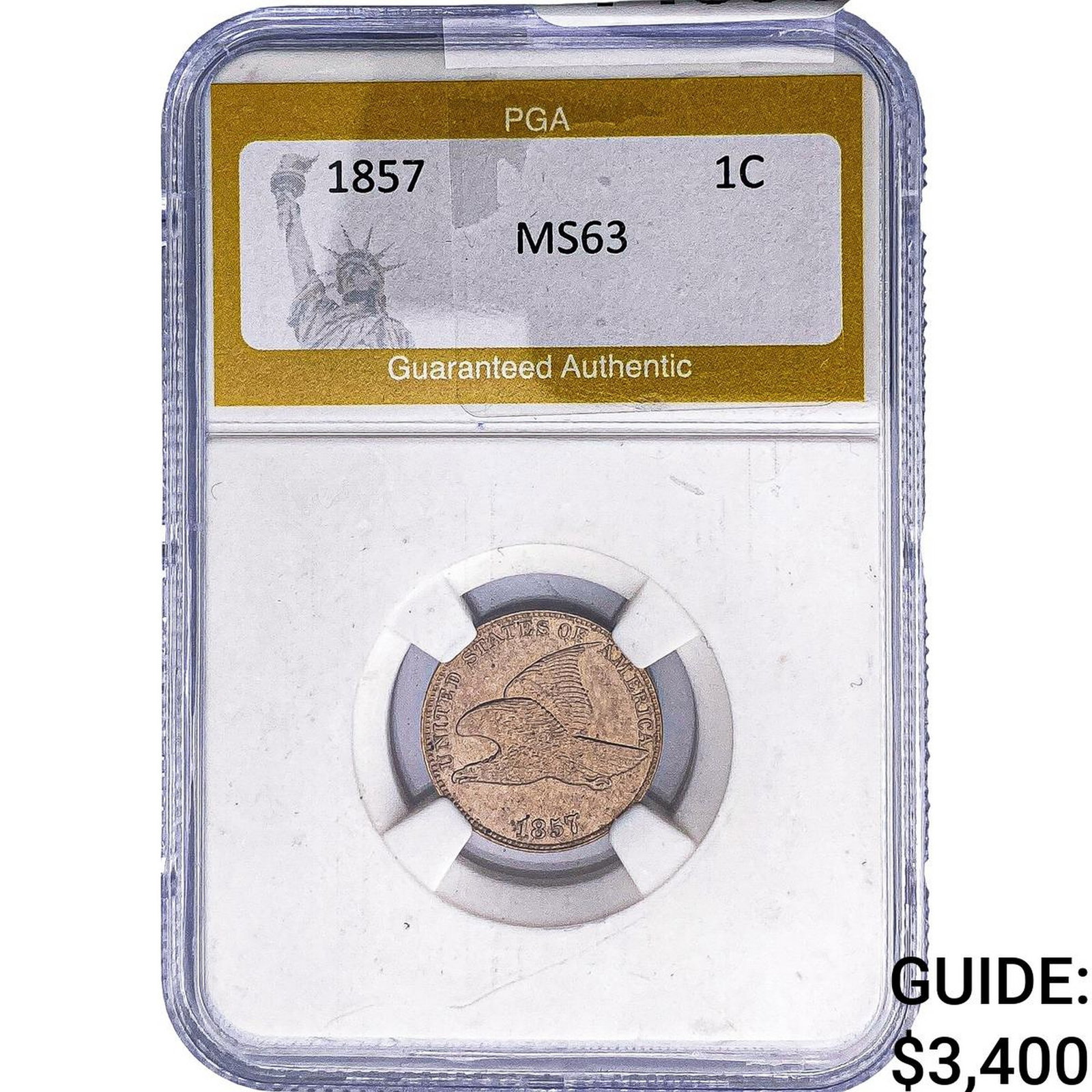 1857 Flying Eagle Cent PGA MS63 (1 of 2)