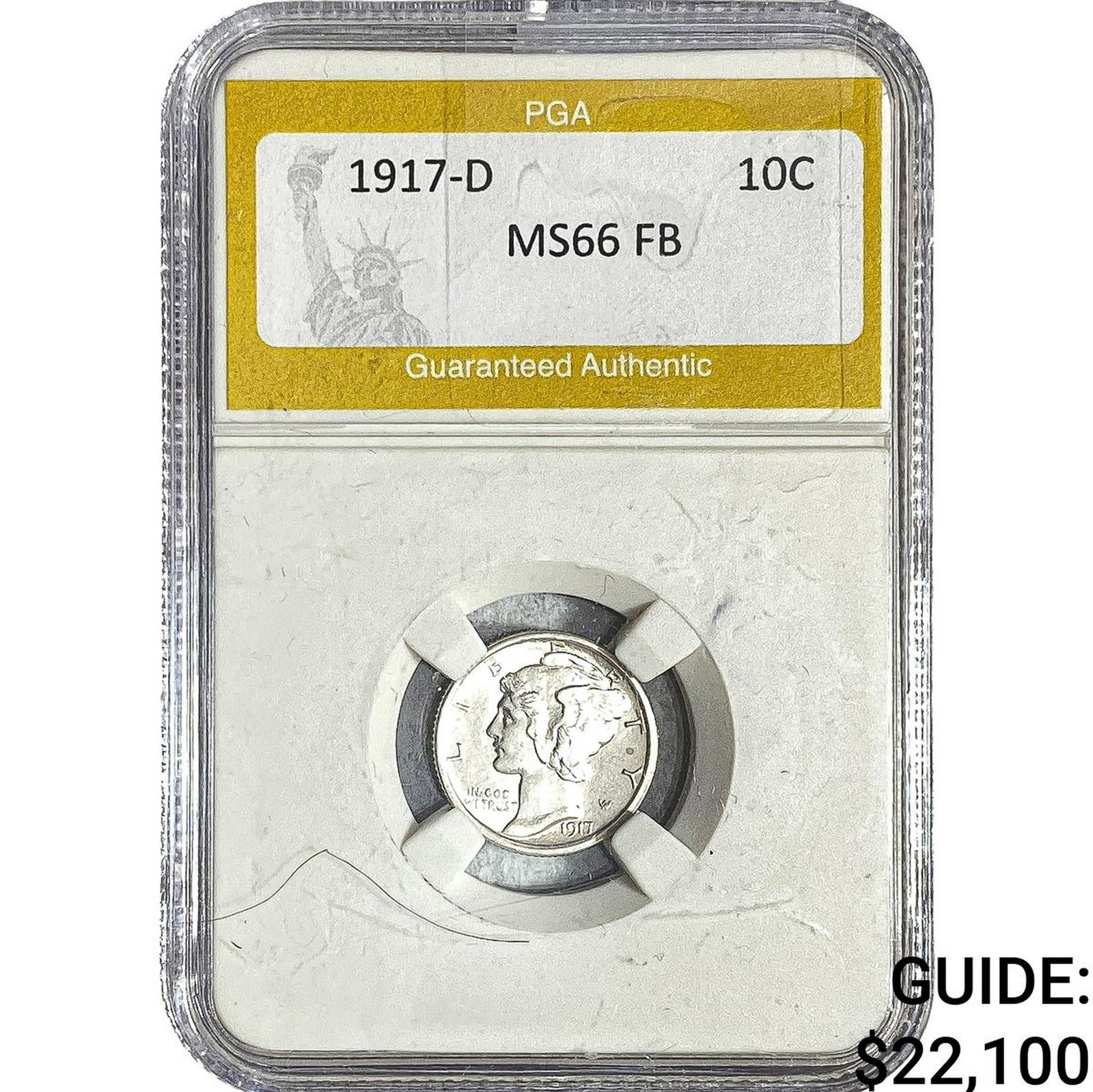 1917-D Mercury Silver Dime PGA MS66 FB (1 of 2)