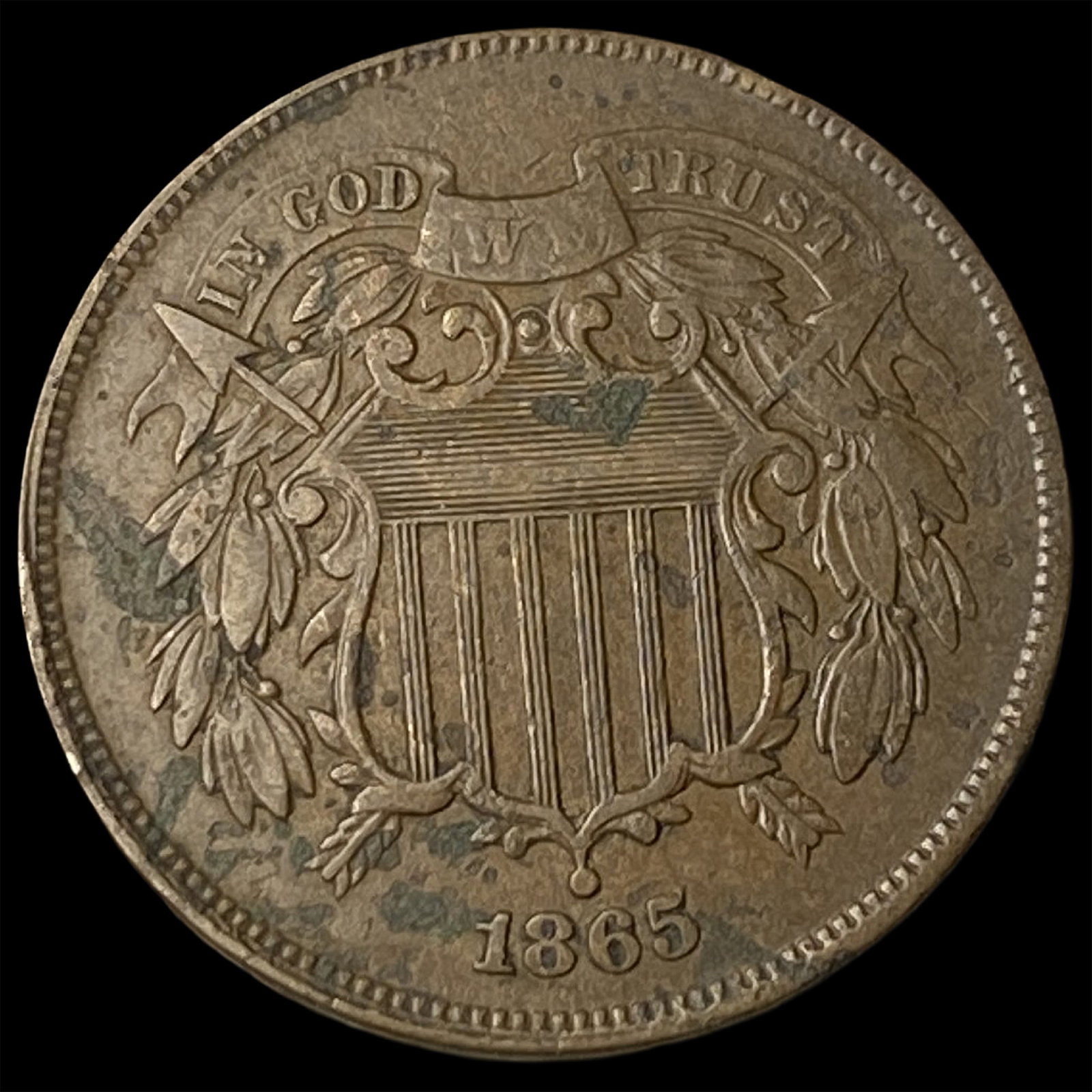 1865 Two-Cent Piece NEARLY UNCIRCULATED (1 of 2)