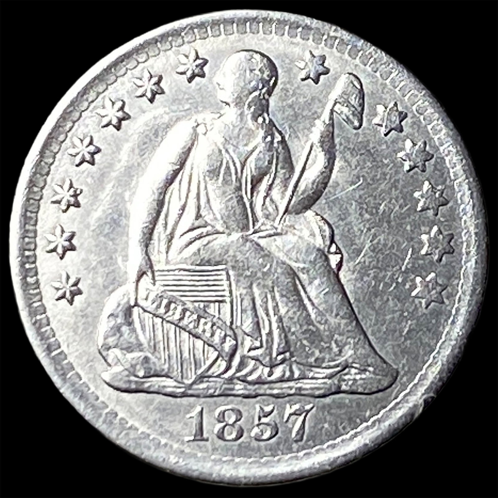 1857 Silver Seated Liberty Half Dime UNCIRCULATED (1 of 2)