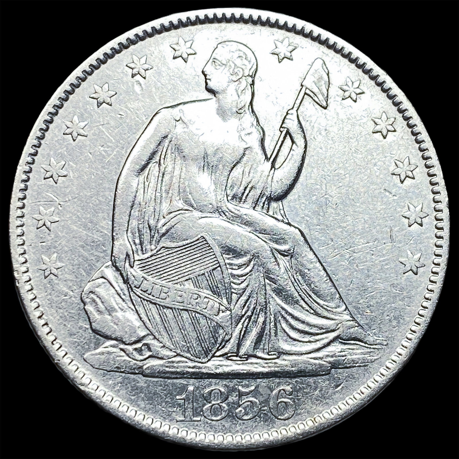 1856-O Silver Seated Liberty Half Dollar NEARLY UNCIRCULATED: 1856-O Silver Seated Liberty Half Dollar NEARLY UNCIRCULATED