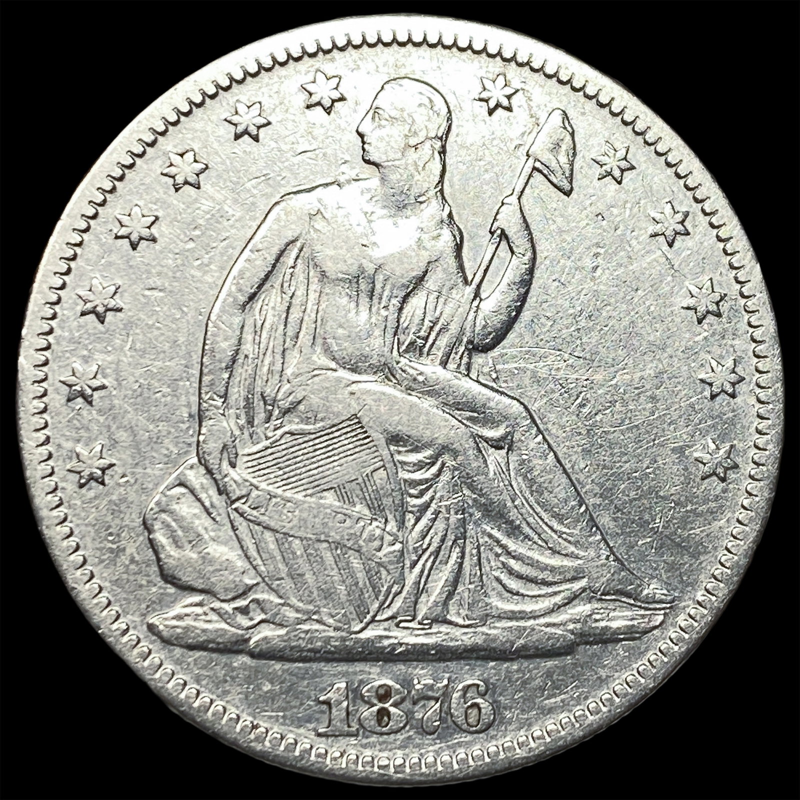 1876 Seated Liberty Half Dollar ABOUT UNCIRCULATED: 1876 Seated Liberty Half Dollar ABOUT UNCIRCULATED