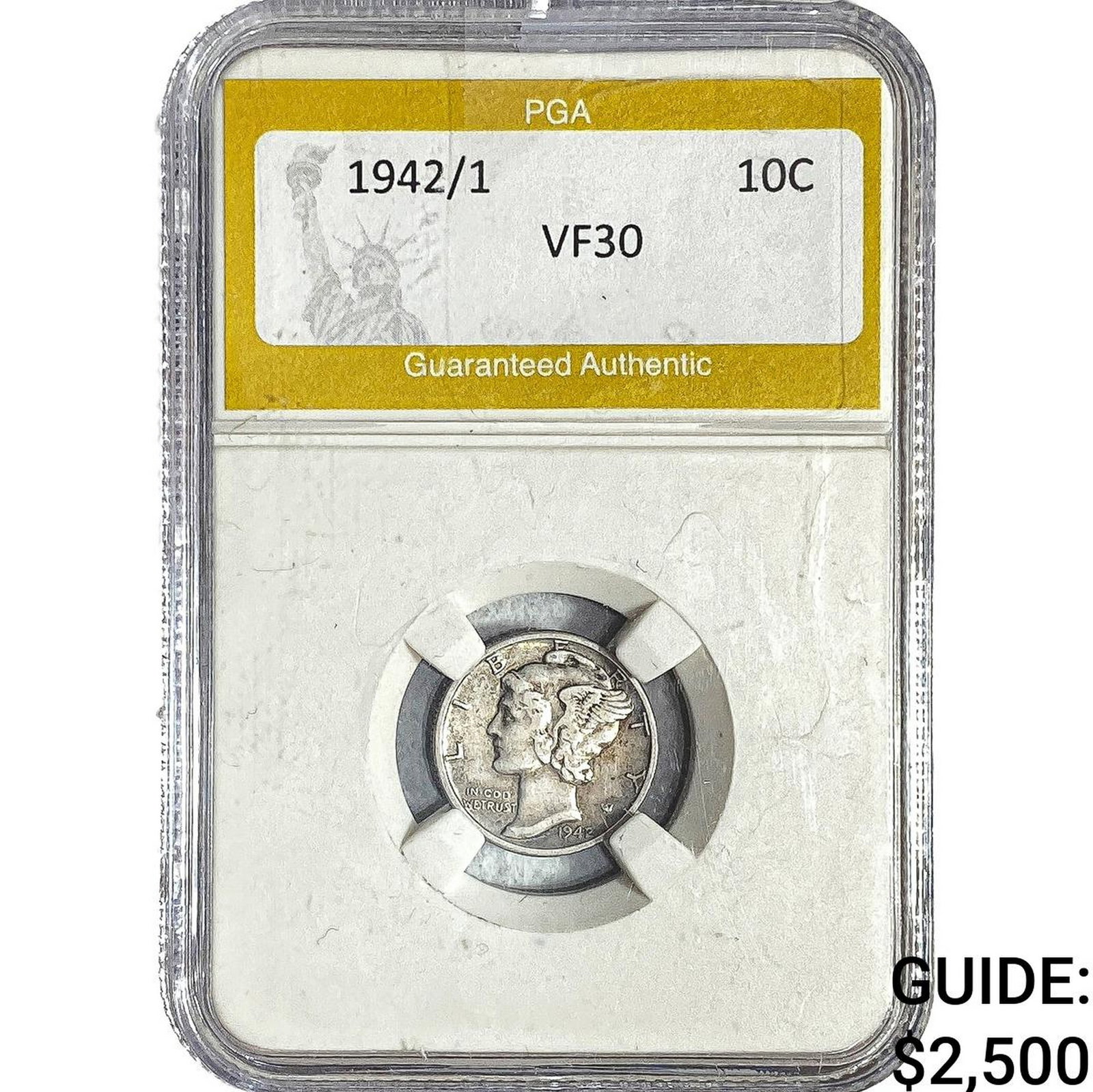 1942/1 Mercury Silver Dime PGA VF30: 1942/1 Mercury Silver Dime PGA VF30